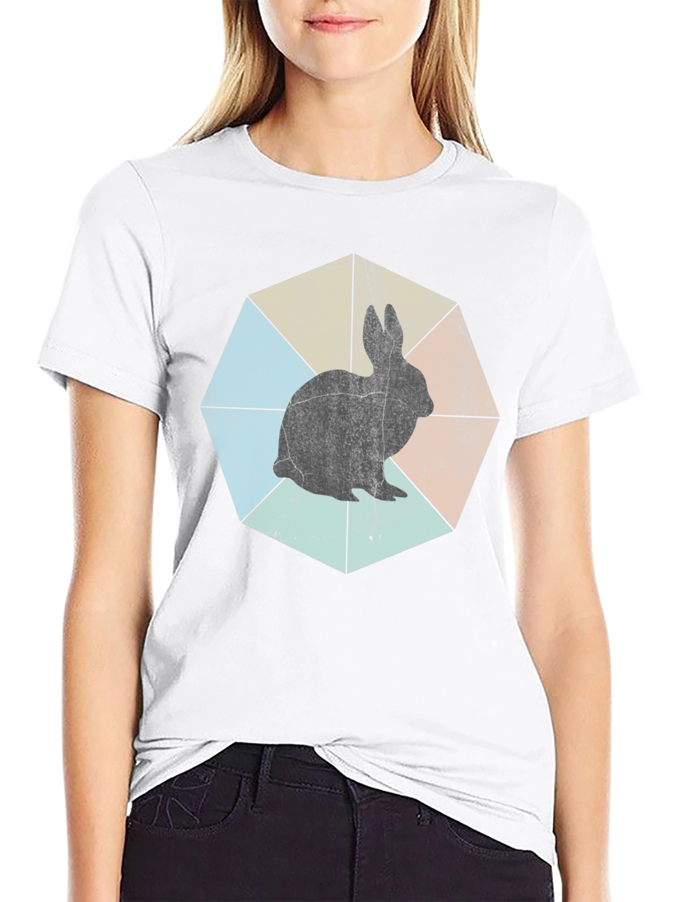 Retro Rabbit Graphic Tee - Unisex Black T-Shirt - 9