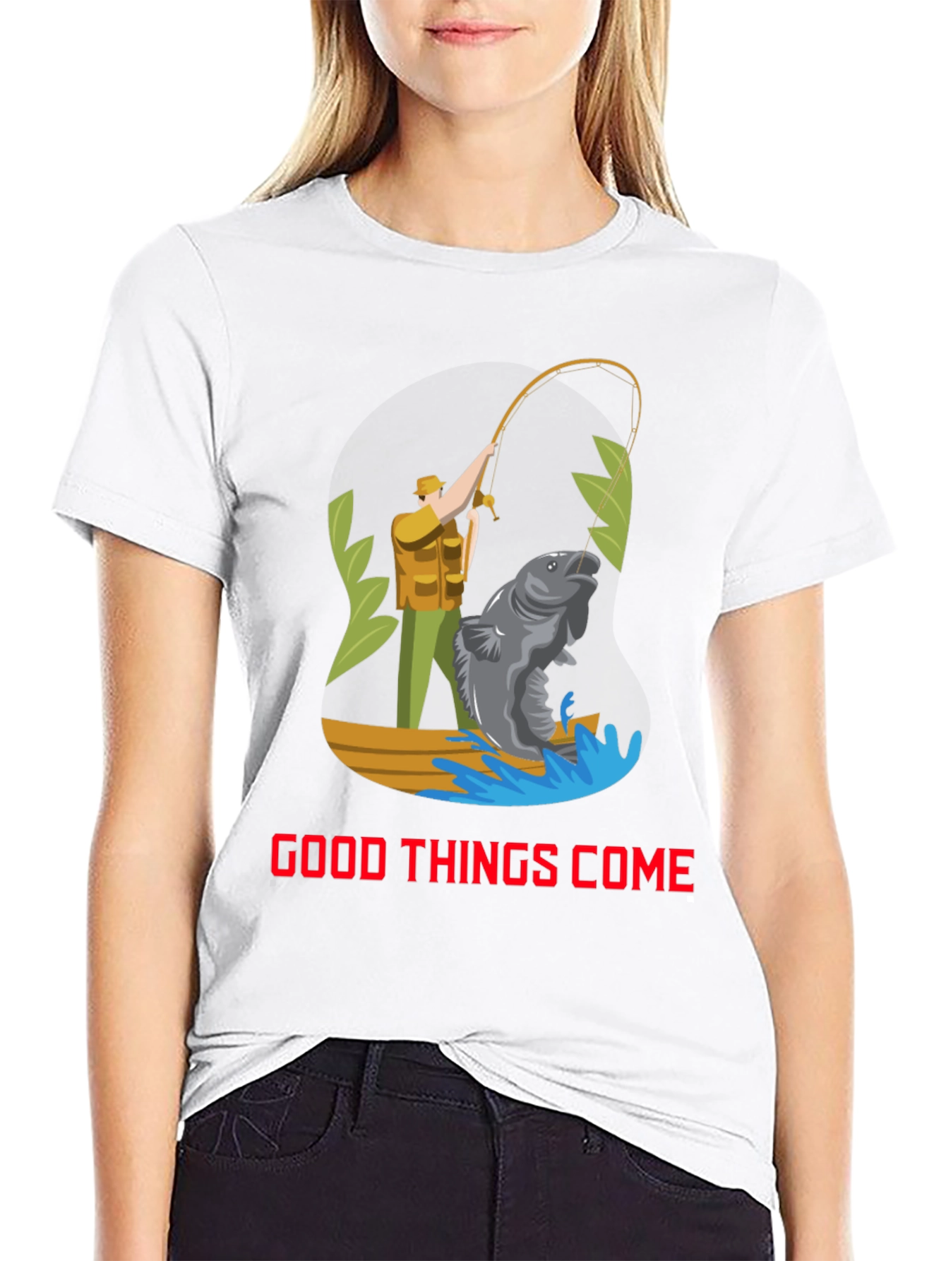 Black Fishing Graphic Tee - Good Things Come T-Shirt view 9
