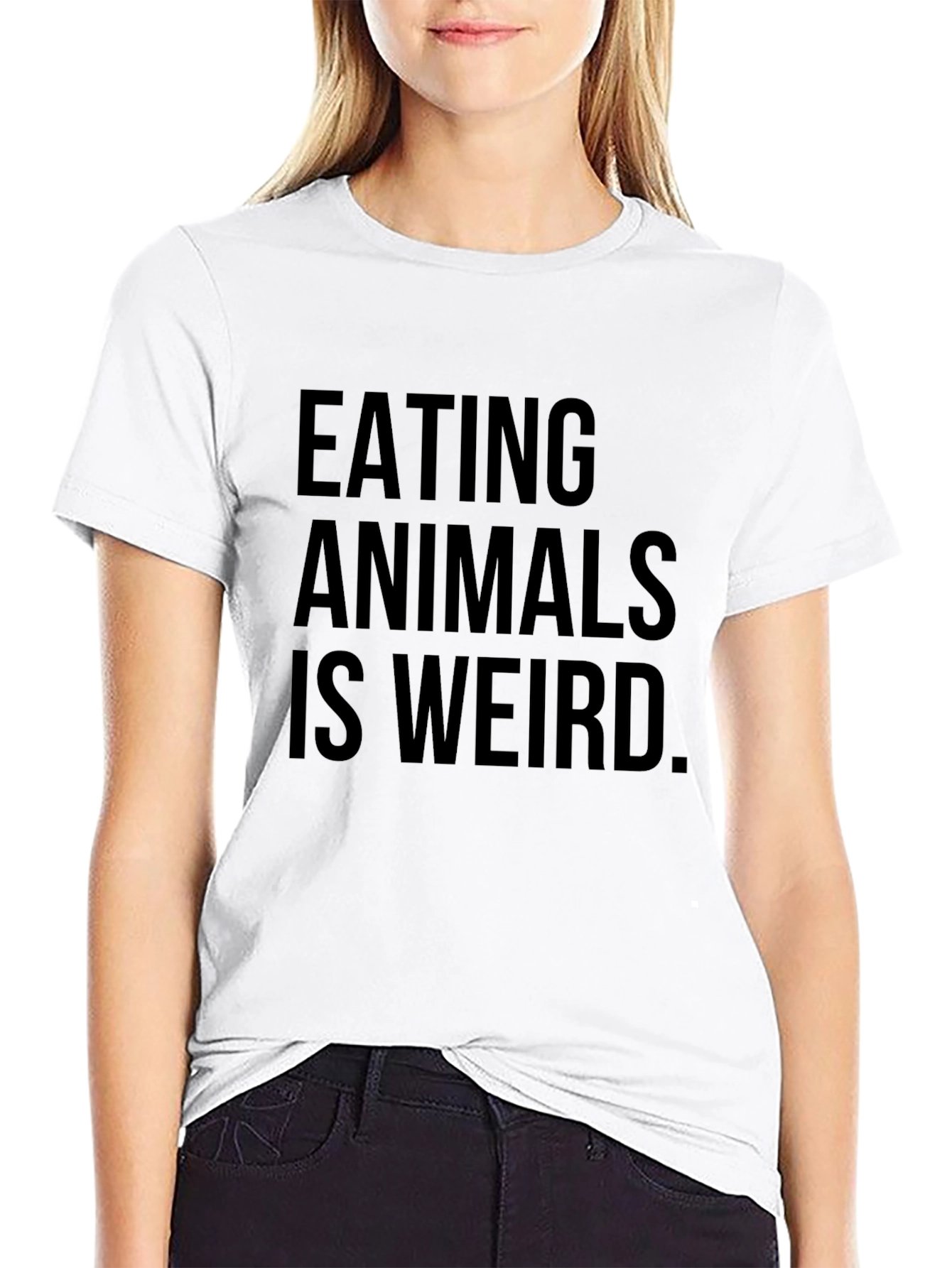 Black Eating Animals Is Weird Black T-Shirt view 9