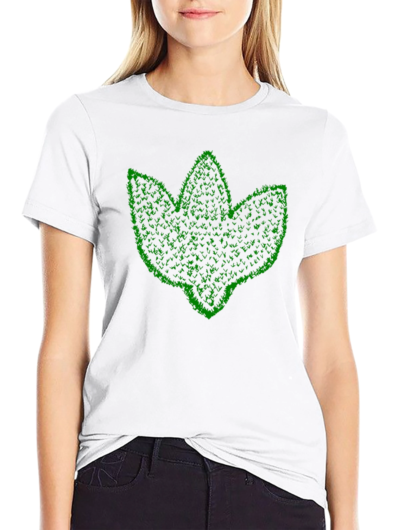 Black Leaf Graphic Print Black T-Shirt view 9