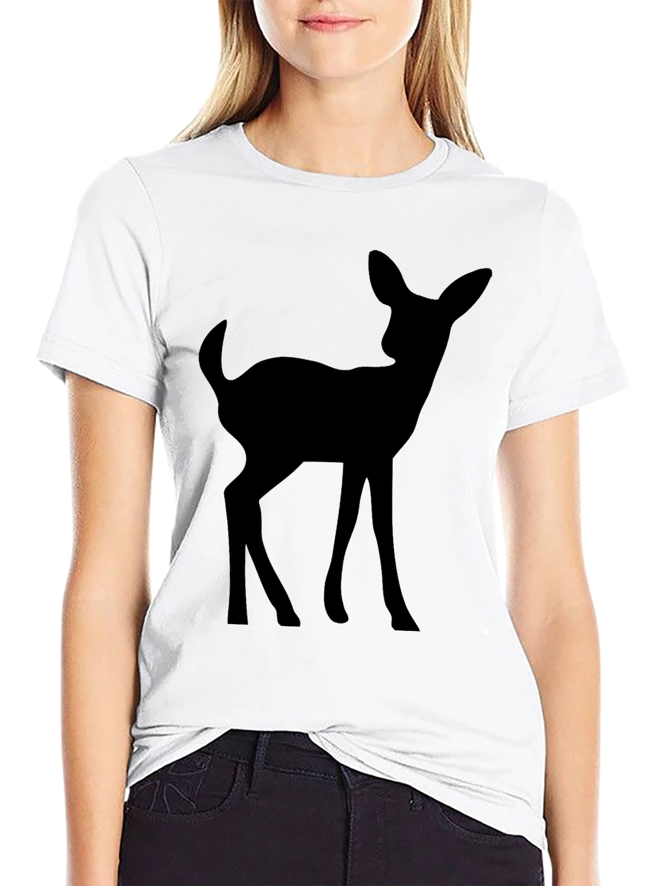 Black Black Deer Silhouette T-Shirt view 9
