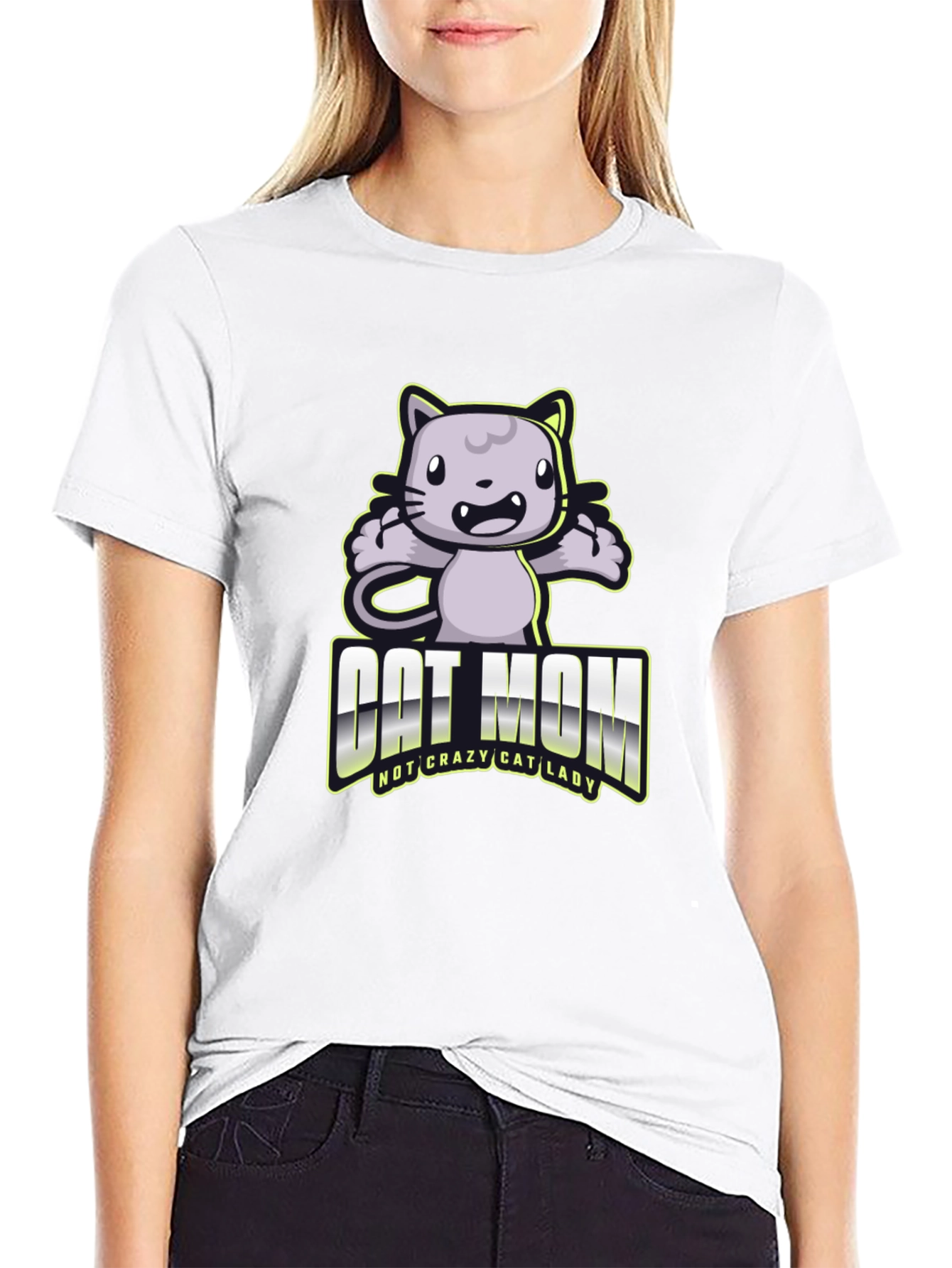 Black Cat Mom T-Shirt - Not Crazy Cat Lady view 9