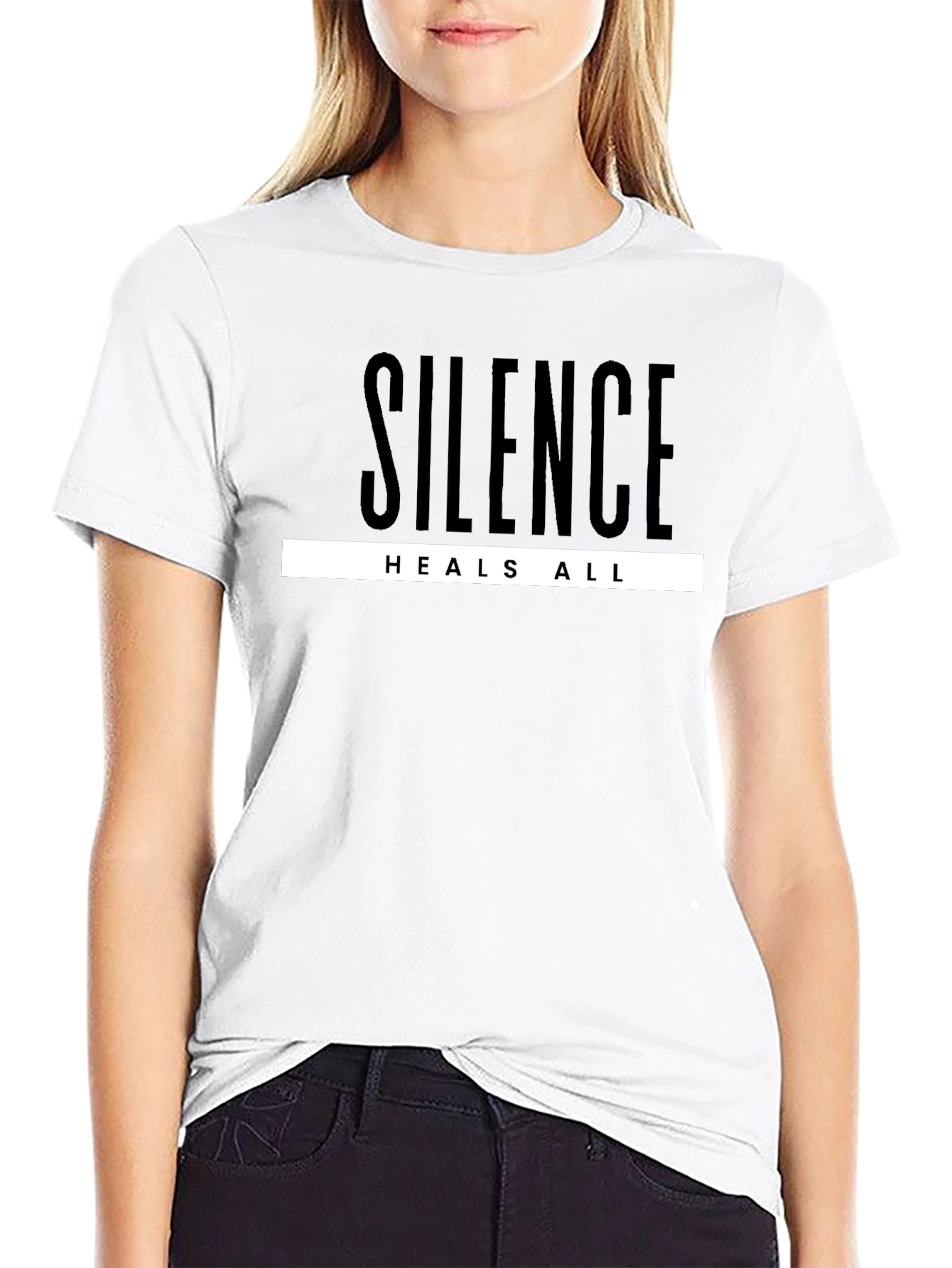 Black Silence Heals All Graphic Tee - Black T-Shirt view 9