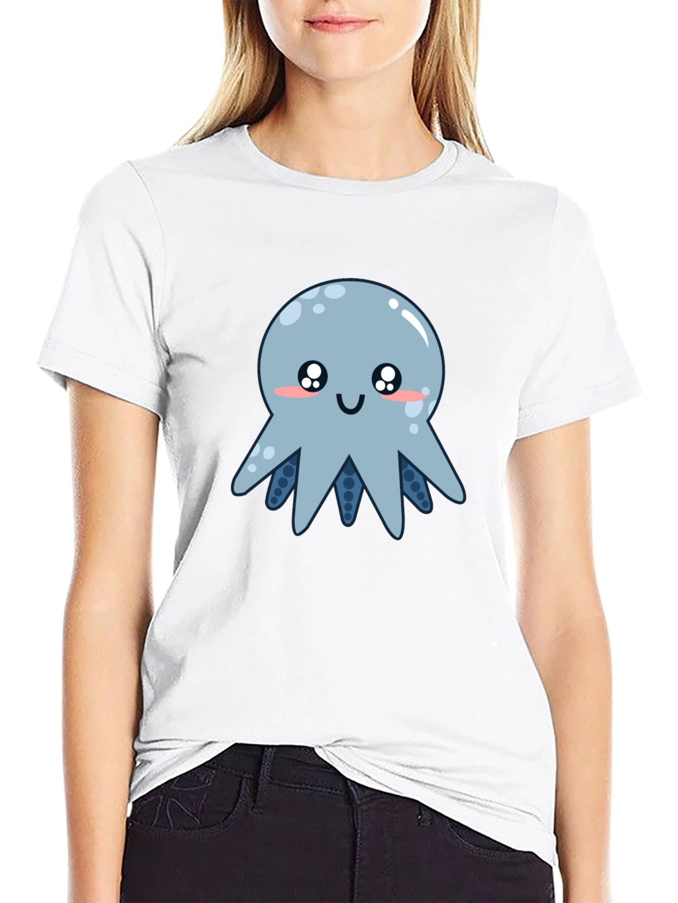 Black Cute Octopus Graphic T-Shirt - Black view 9