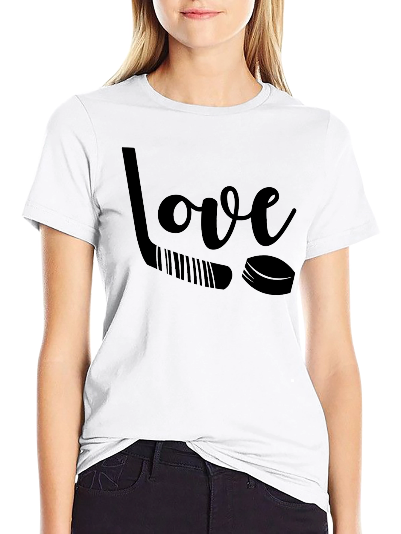 Black Love Hockey Graphic Tee - Black Unisex T-Shirt view 9