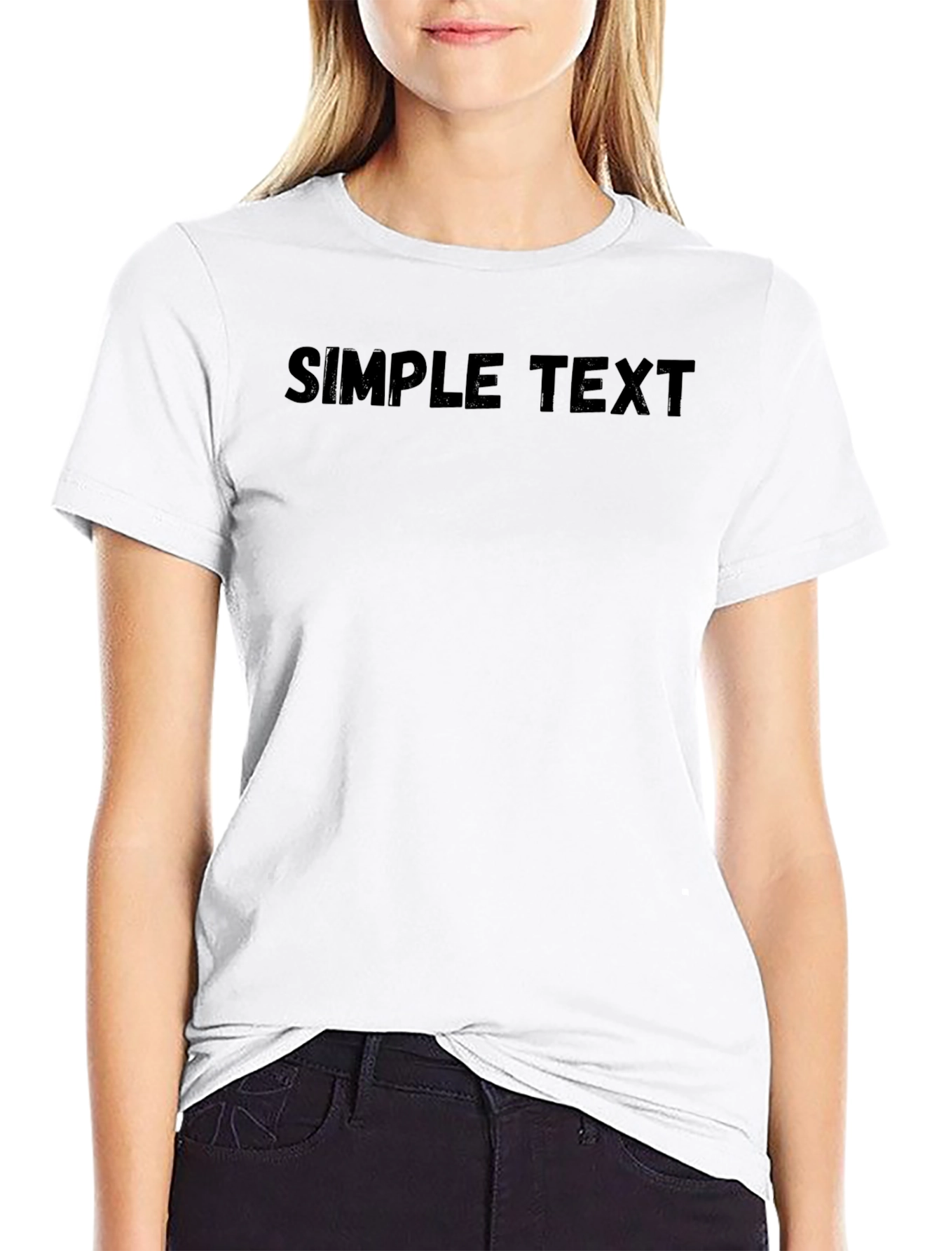 Black Men's Black Simple Text T-Shirt view 9