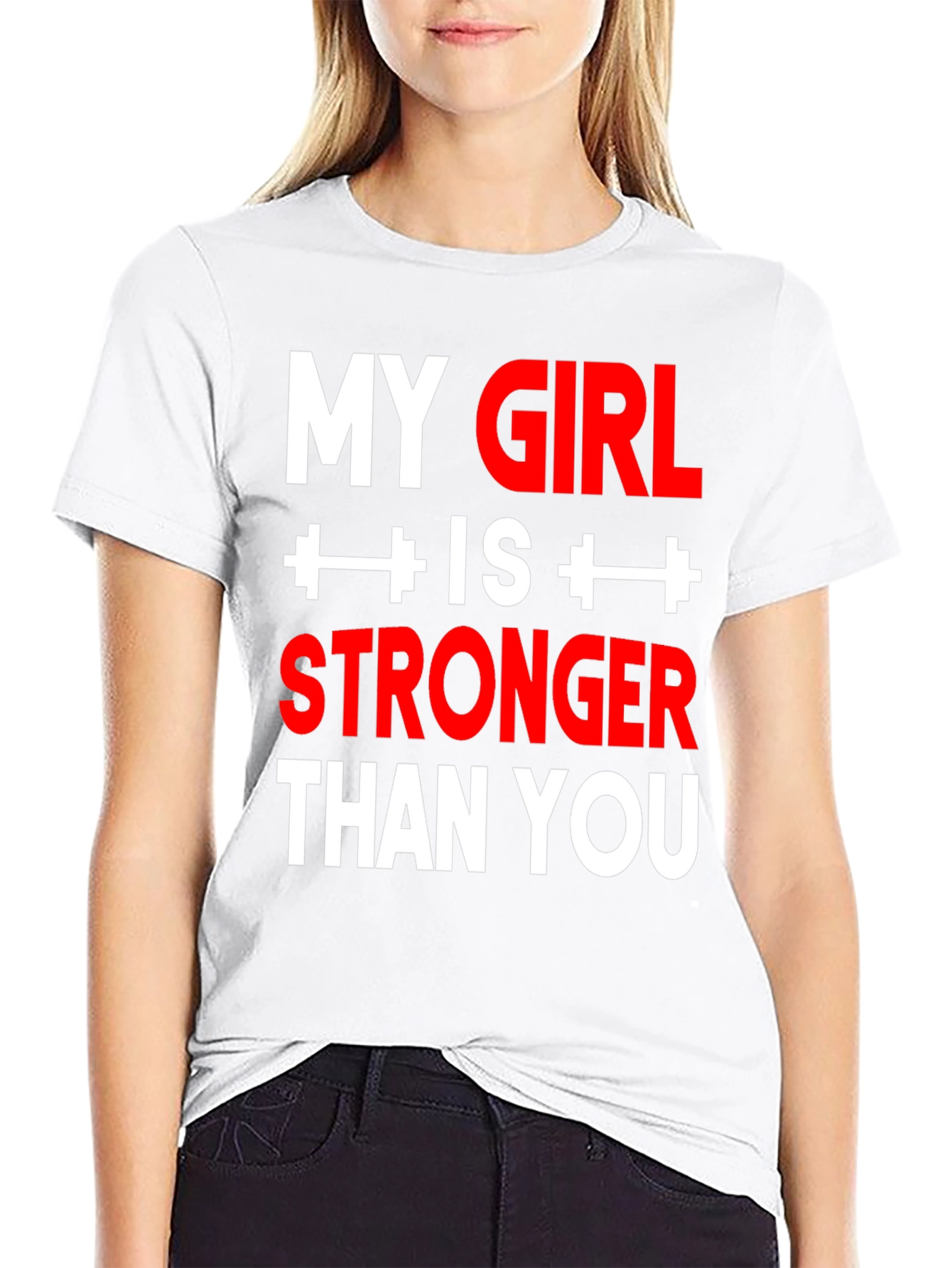 Black My Girl is Stronger Than You - Funny Gym T-Shirt view 9