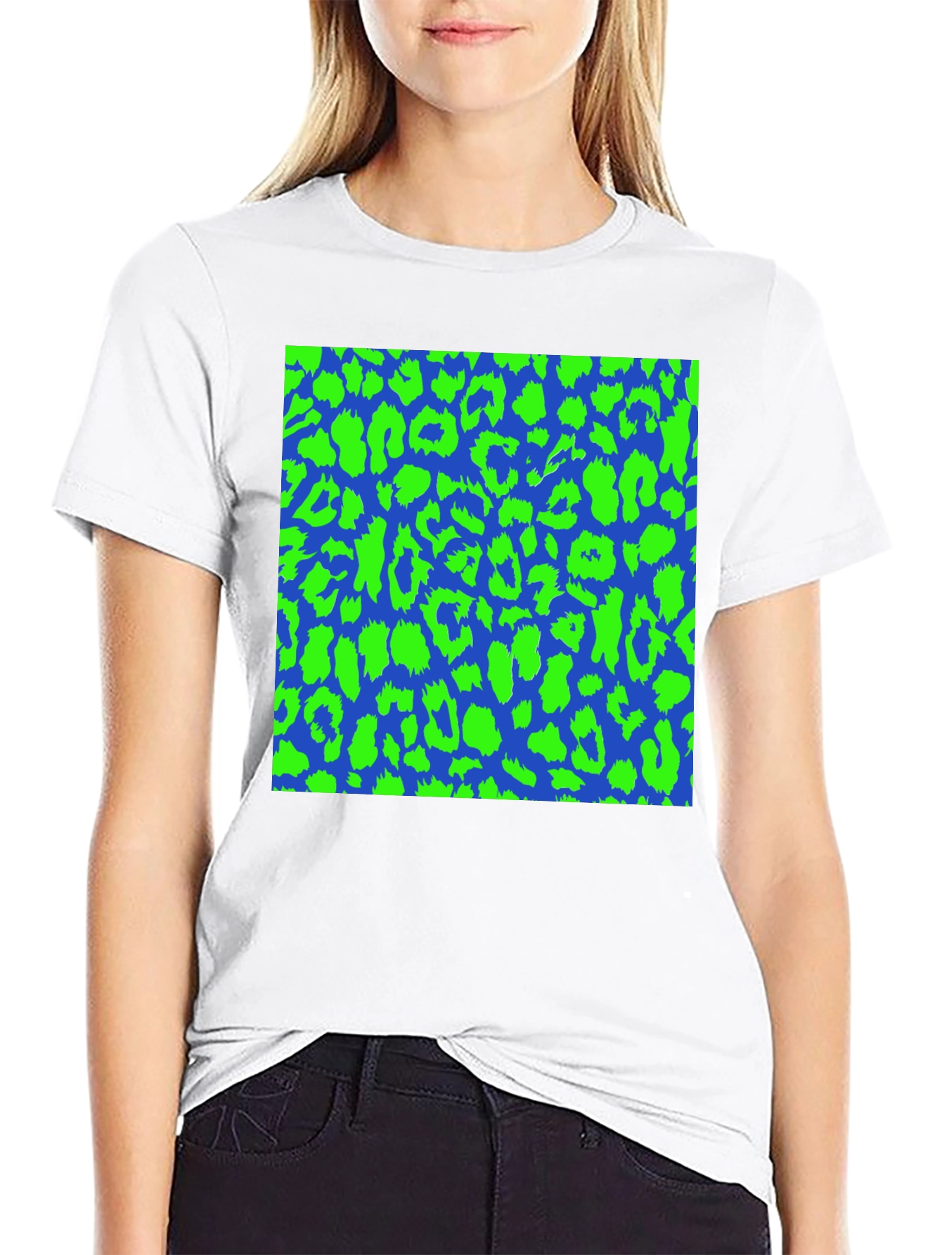Black Blue & Green Leopard Print Tee - Bold Style view 9