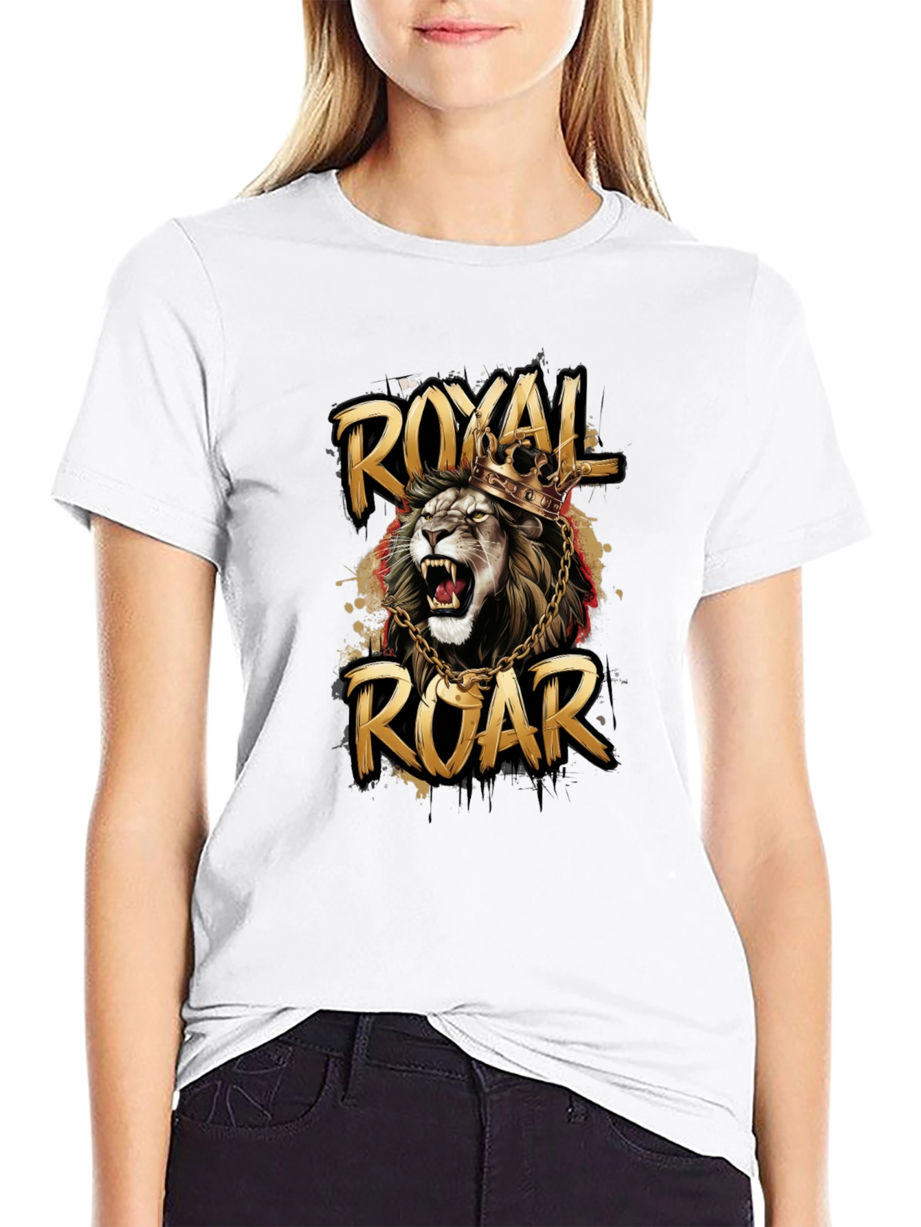 Black Royal Roar Lion Graphic T-Shirt - Stylish Black Tee view 9