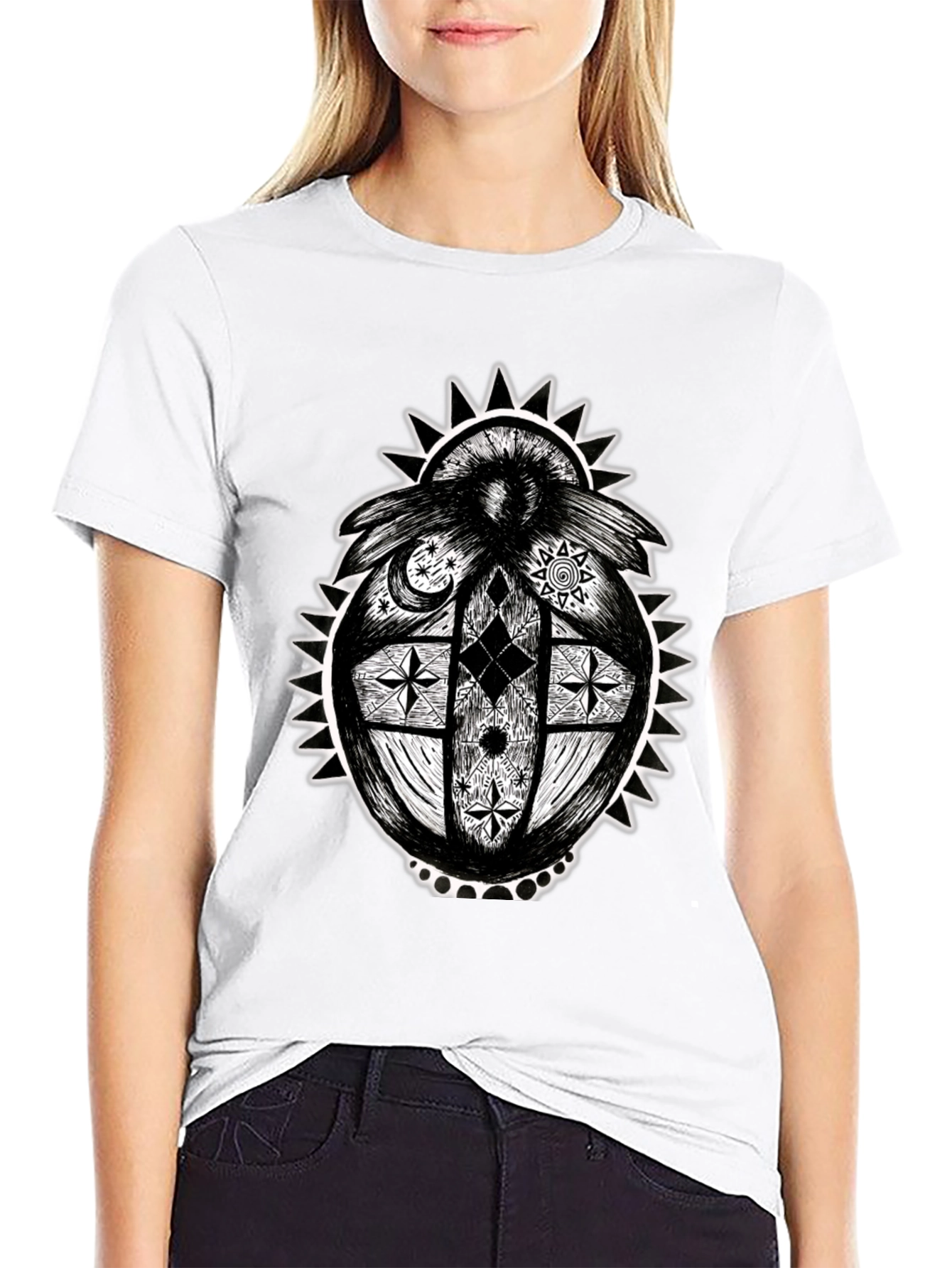 Black Unique Graphic Print Black T-Shirt view 9