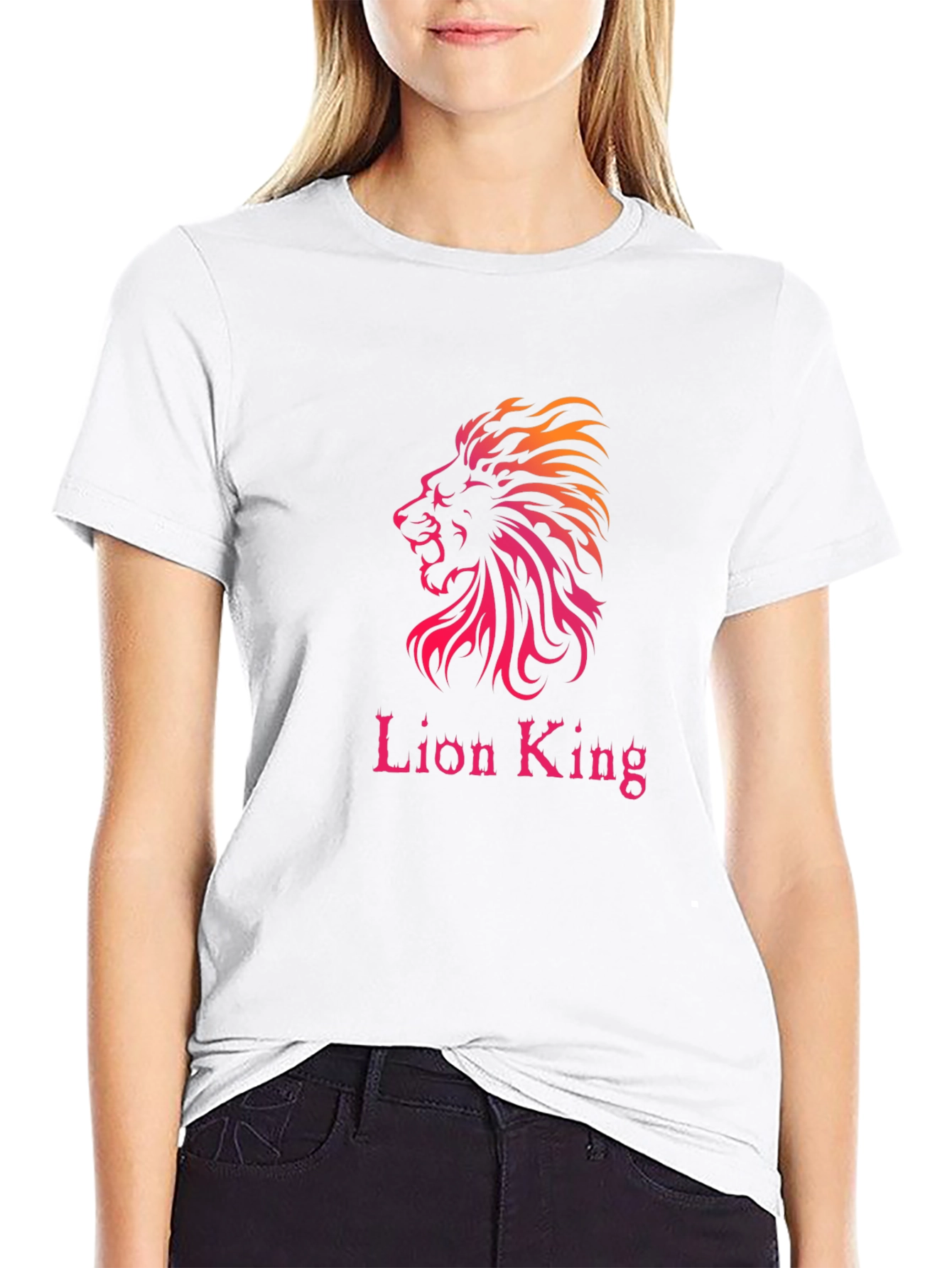 Black Lion King Graphic Print Black T-Shirt view 9