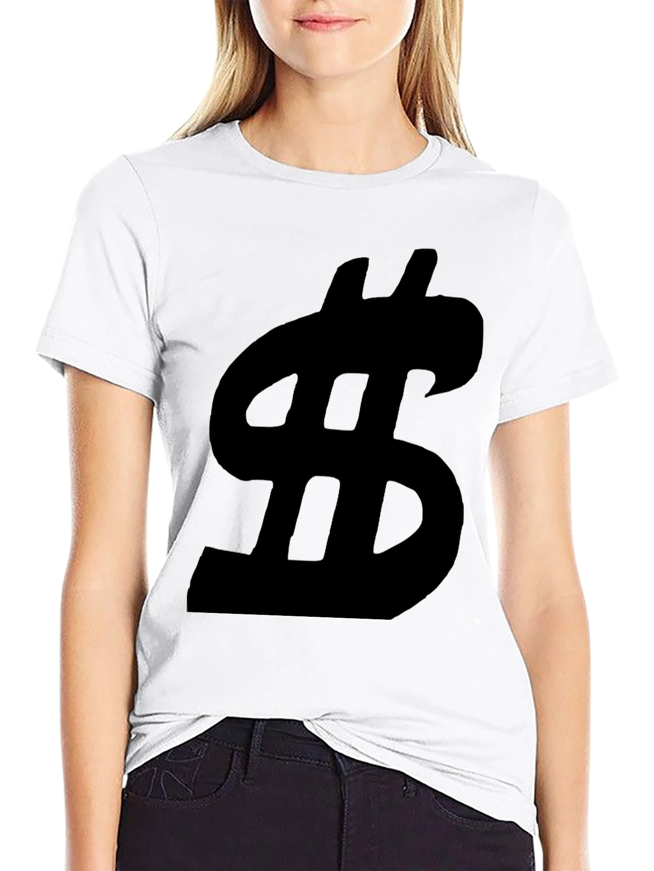 Black Statement Dollar Sign Graphic Tee - Black view 9