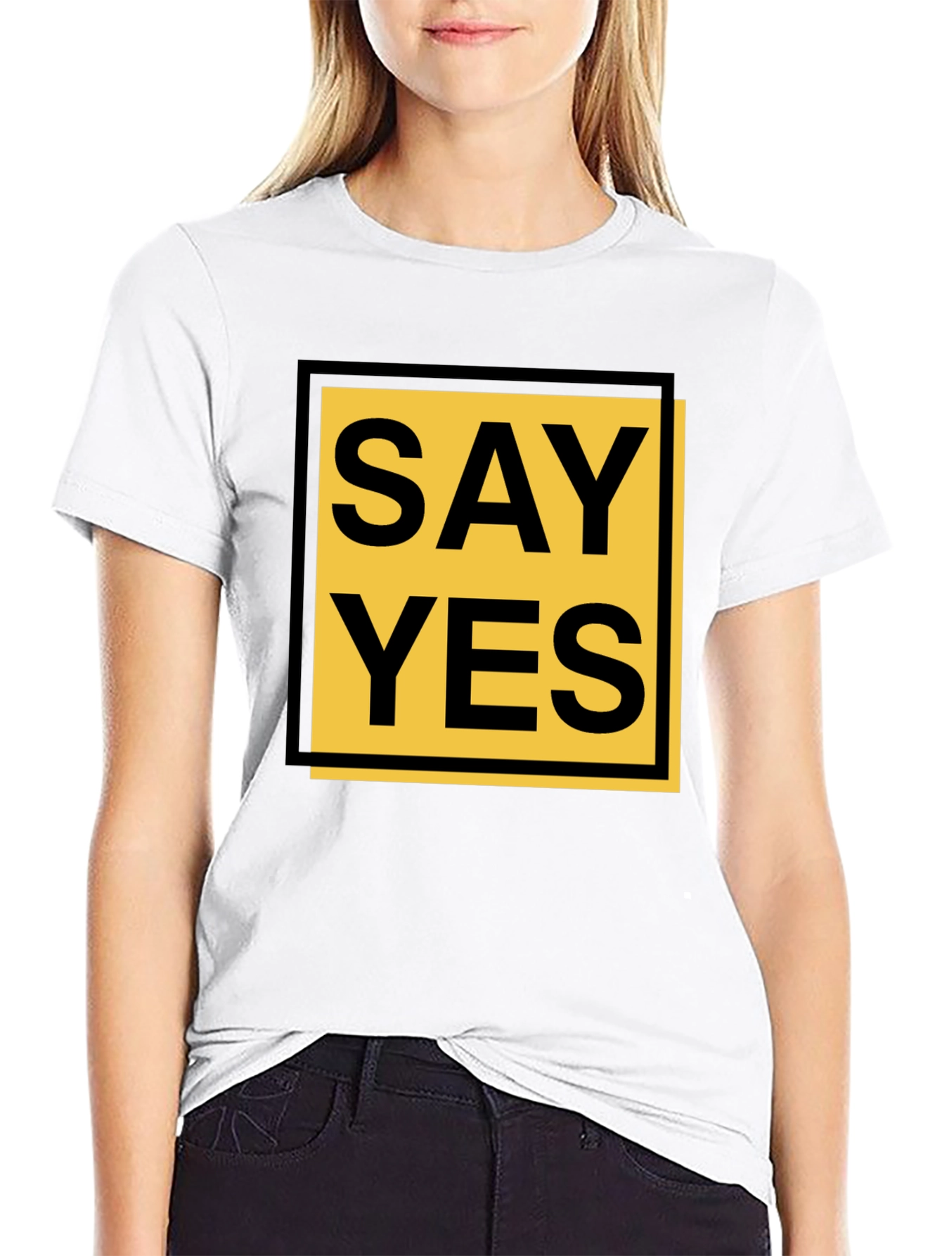 Black Say Yes Graphic Tee - Bold Statement Shirt view 9