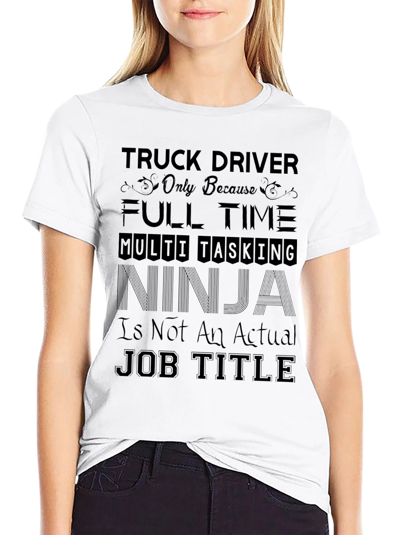 Black Truck Driver Ninja T-Shirt - Funny Job Title Tee view 9