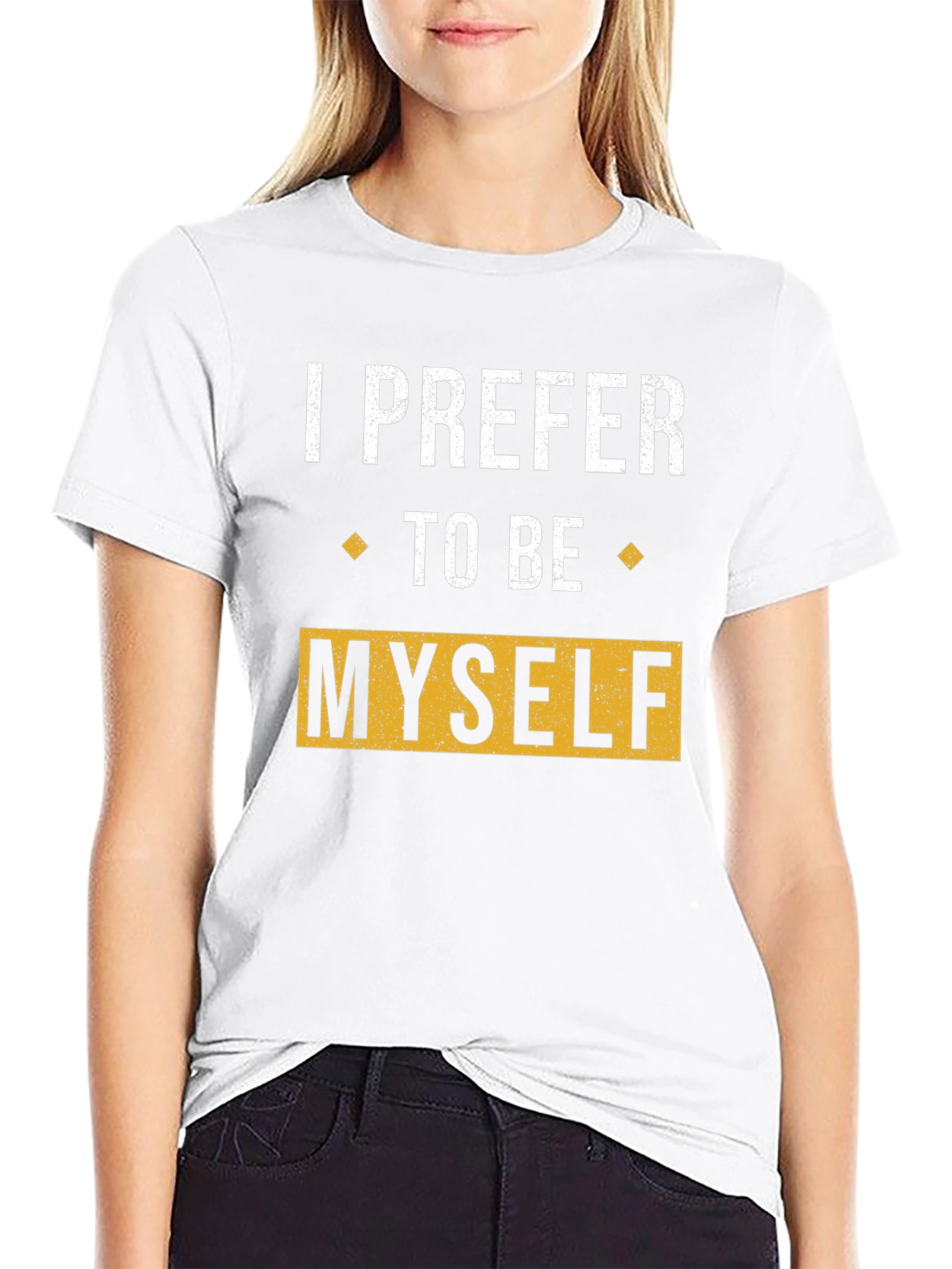 Black I Prefer To Be Myself Graphic T-Shirt view 9