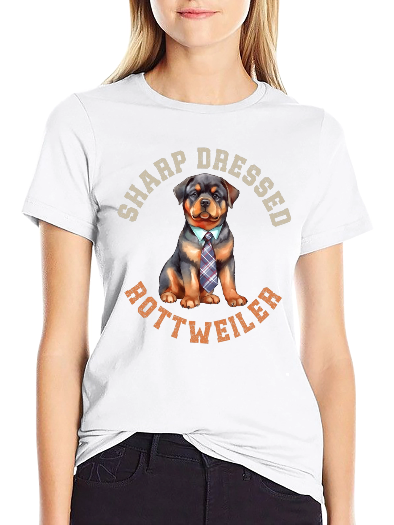 Black Sharp Dressed Rottweiler Dog Graphic Tee view 9