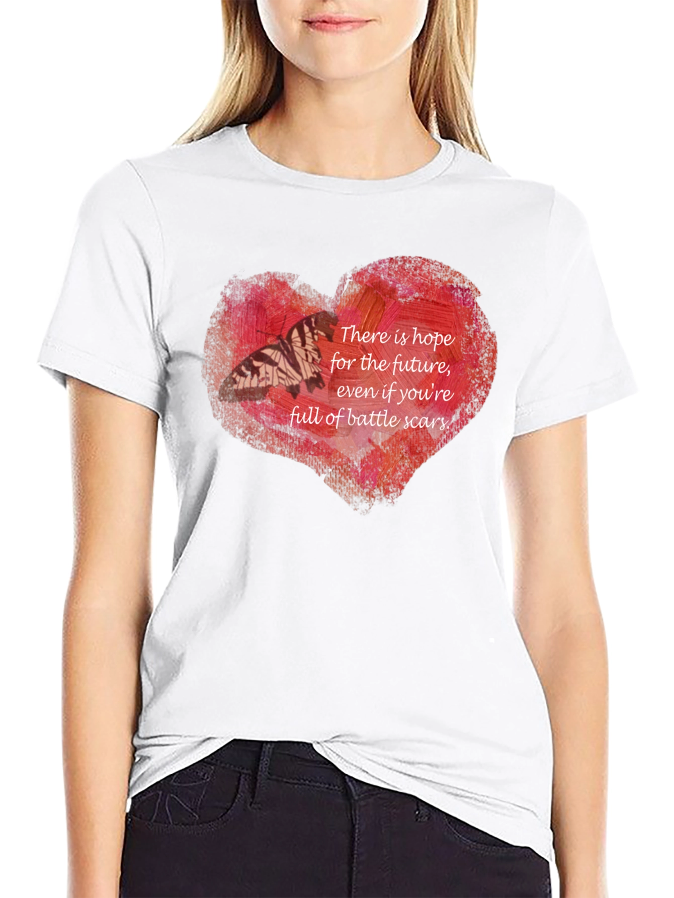 Black Hopeful Heart Battle Scars T-Shirt view 9