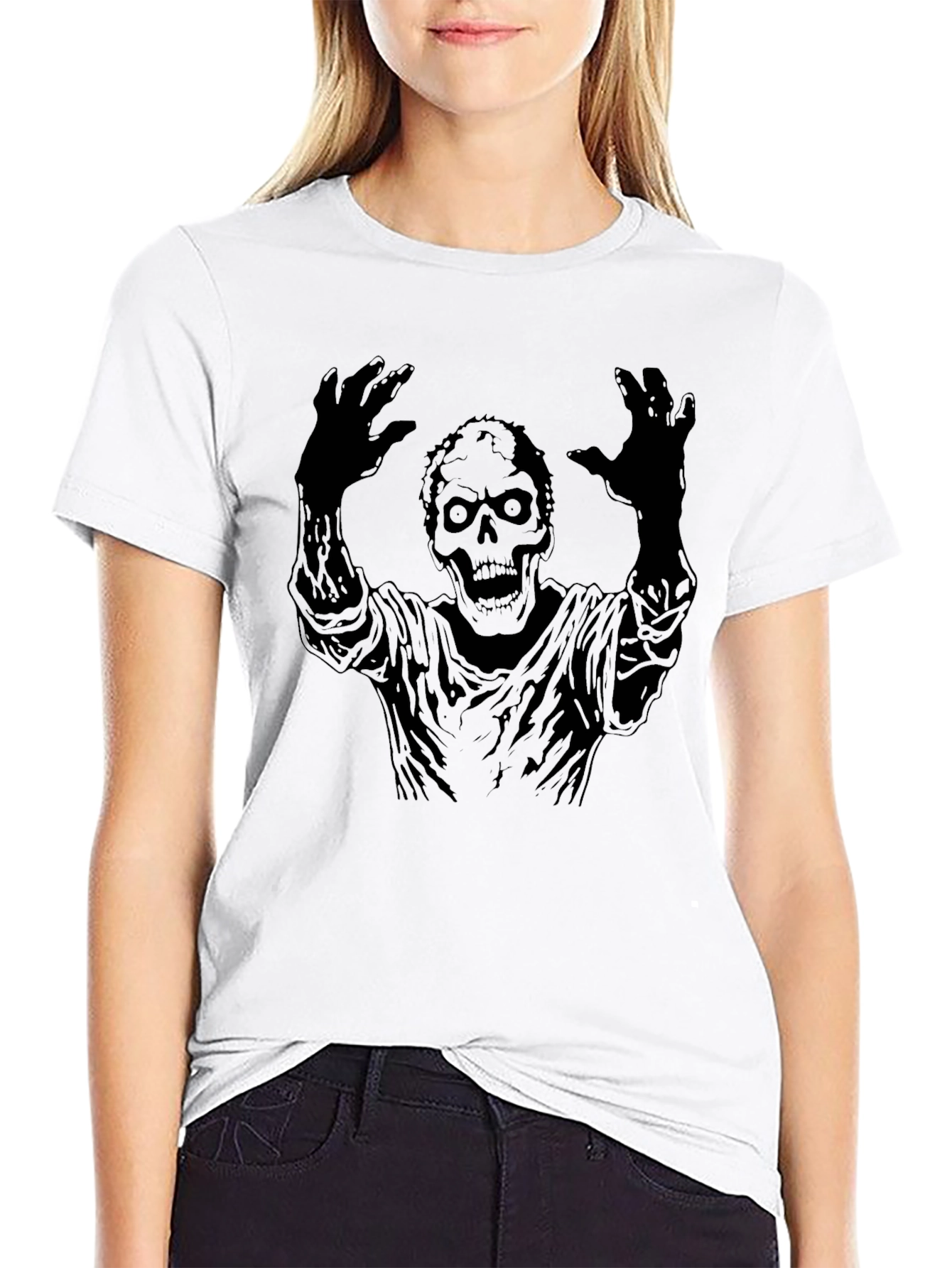 Black Zombie Graphic Tee - Horror Style Black T-Shirt view 9