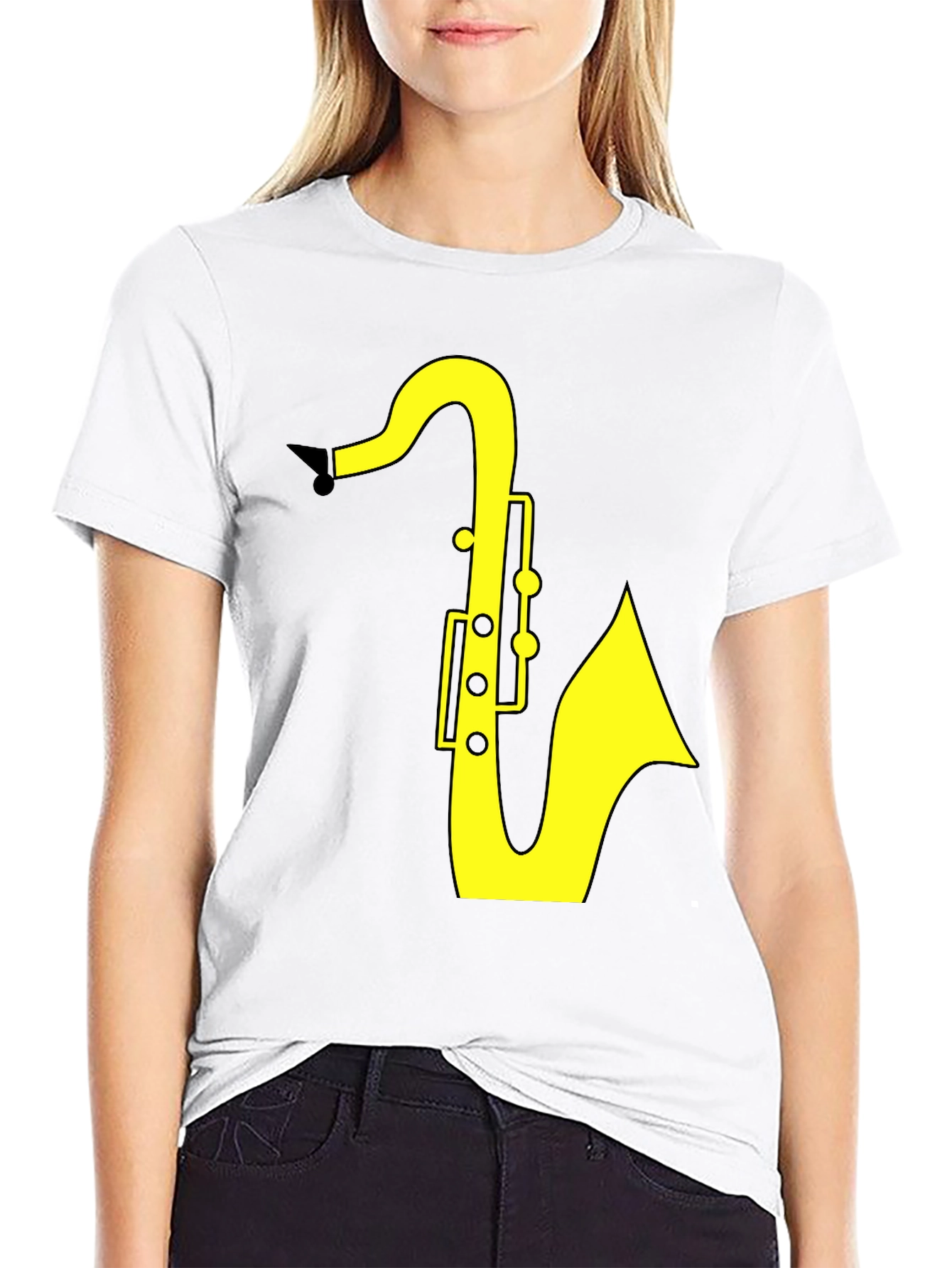 Black Saxophone Graphic Tee - Black Cotton T-Shirt view 9