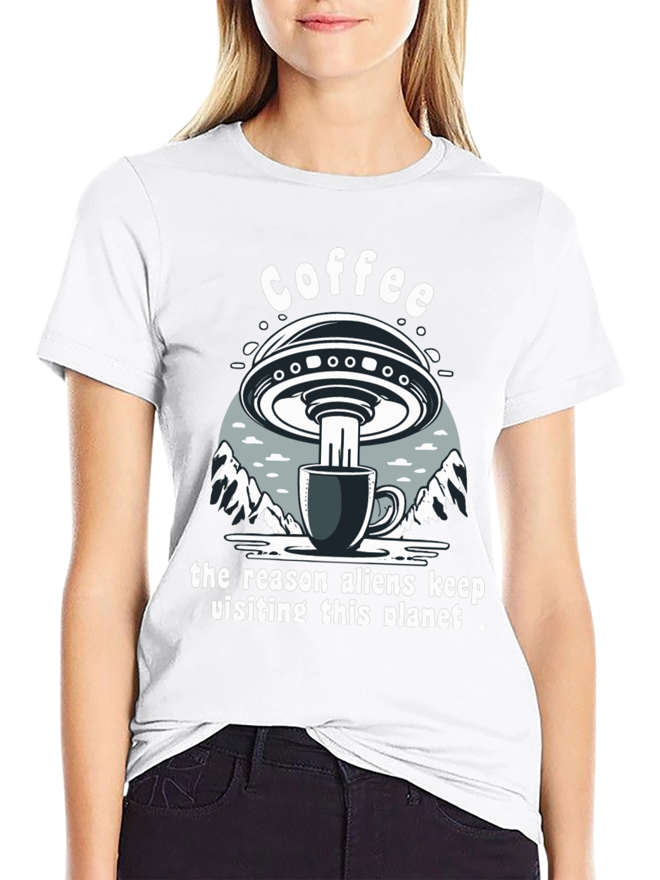 Black Coffee Alien Abduction T-Shirt view 9