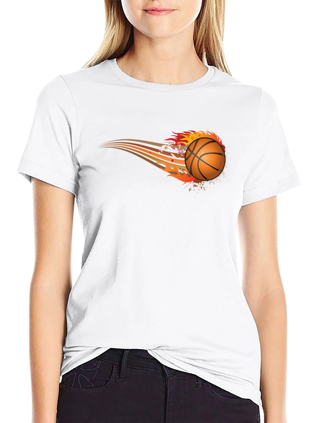 Black Flaming Basketball Graphic Tee - Black view 9