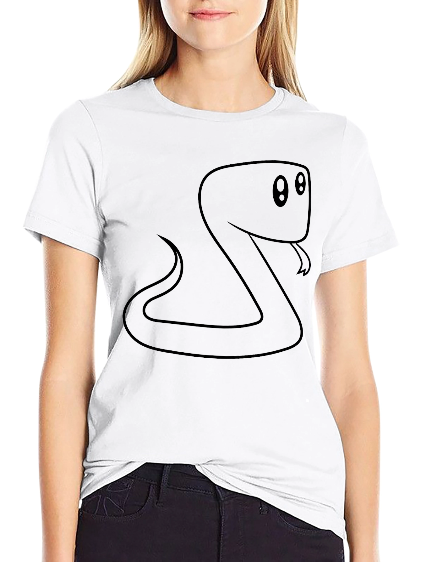 Black Cartoon Snake Graphic Black T-Shirt view 9
