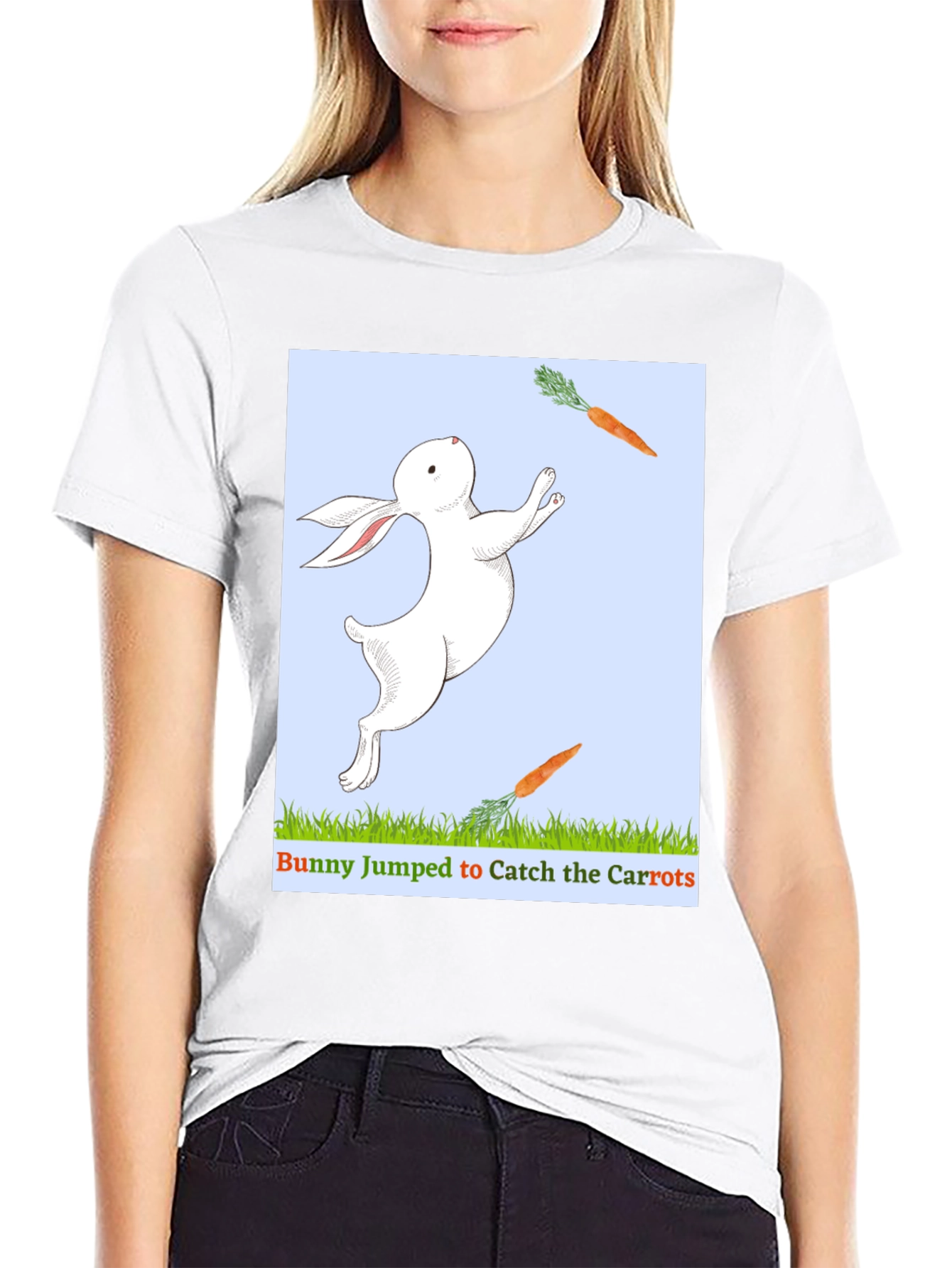 Black Bunny Catching Carrots T-Shirt view 9