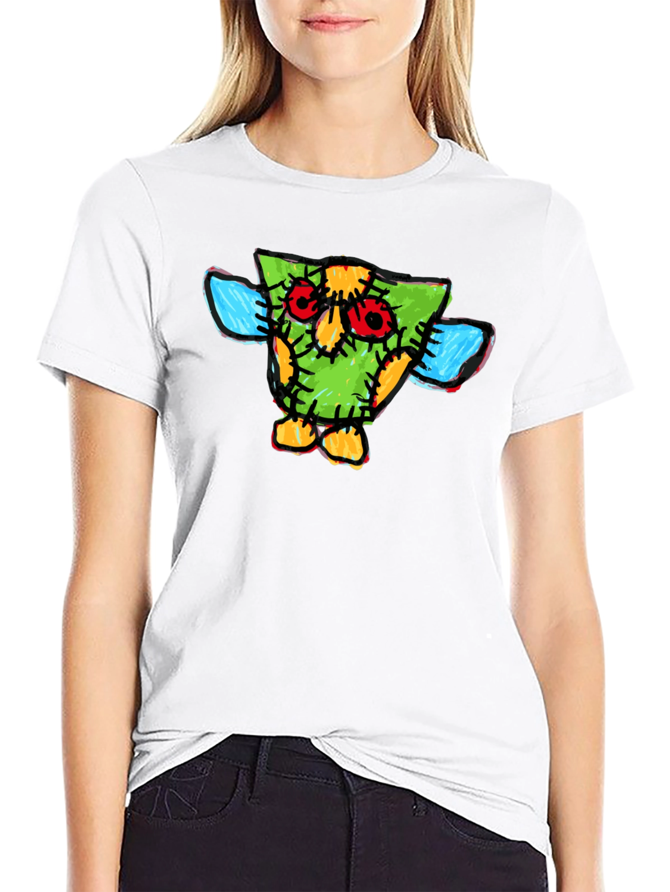 Black Funky Cartoon Owl T-Shirt view 9