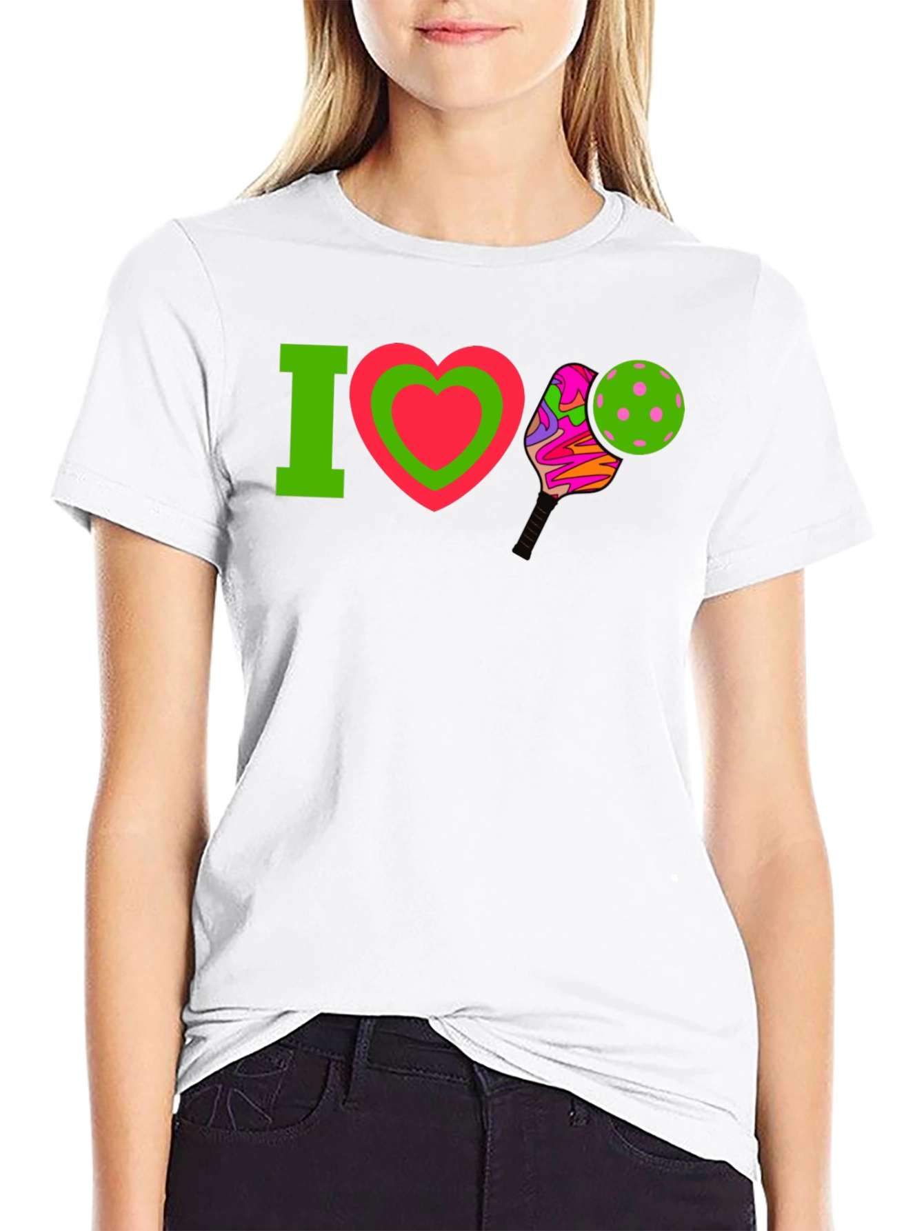 Black I Love Pickleball T-Shirt view 9