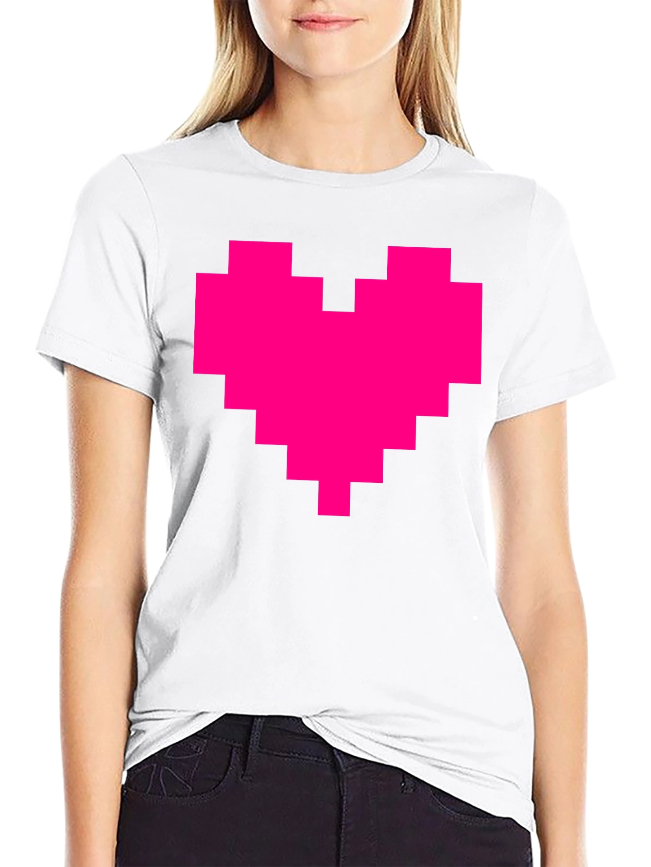 Black Pixel Heart Graphic Tee - Black T-Shirt view 9