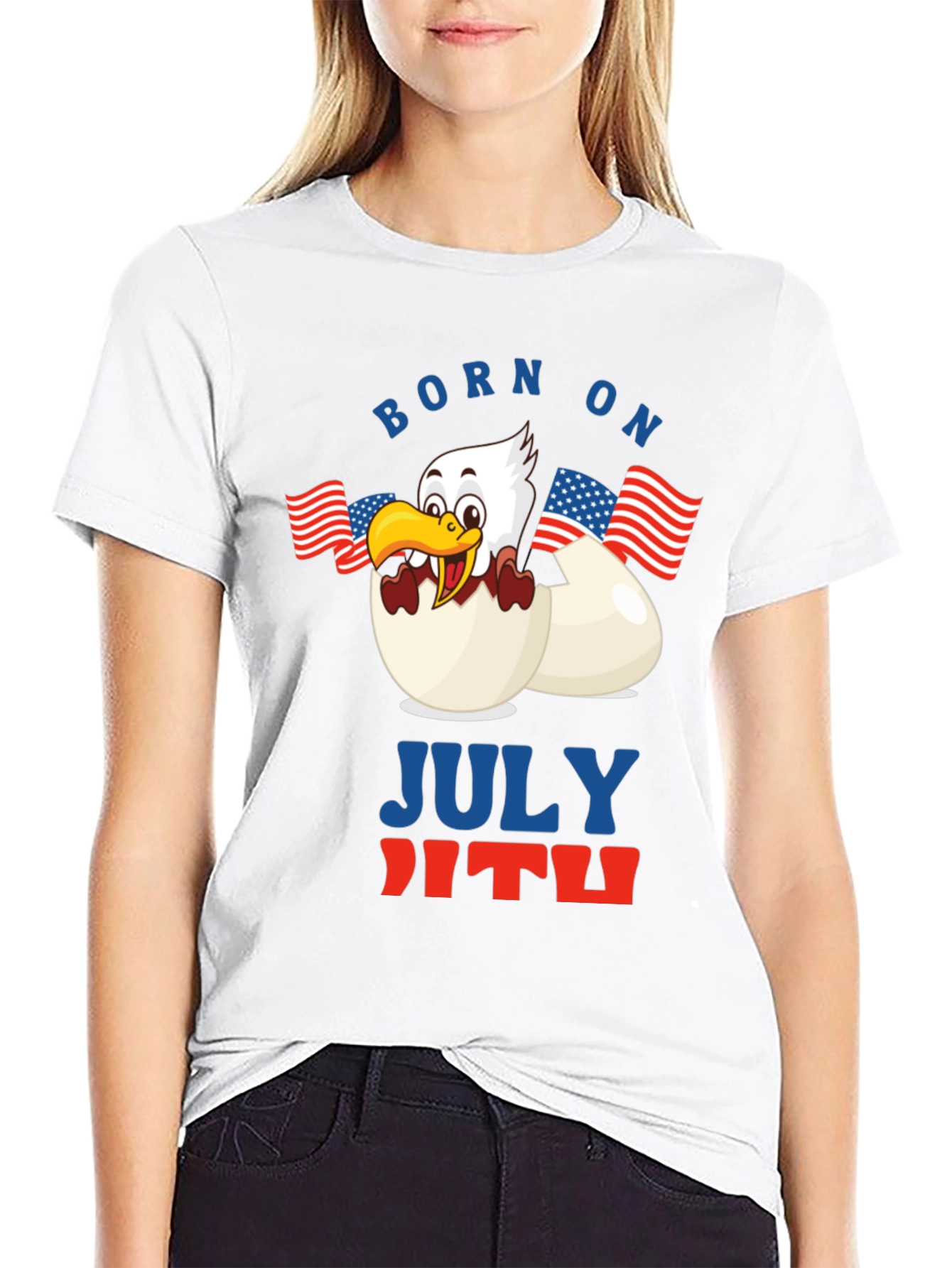 Black Born on July 4th T-Shirt view 9