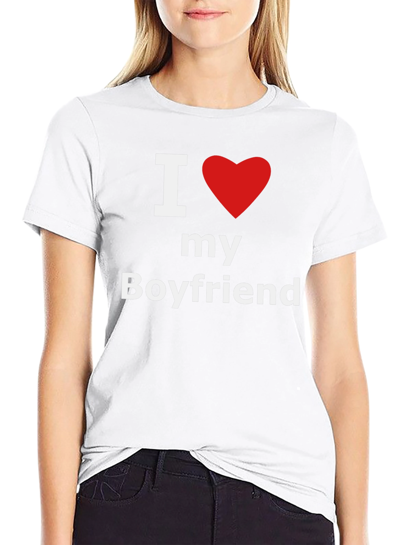 Black I Heart My Boyfriend Black Cotton T-Shirt view 9