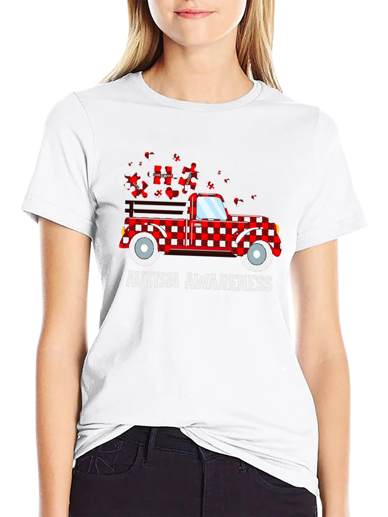 Black Autism Awareness Truck T-Shirt view 9