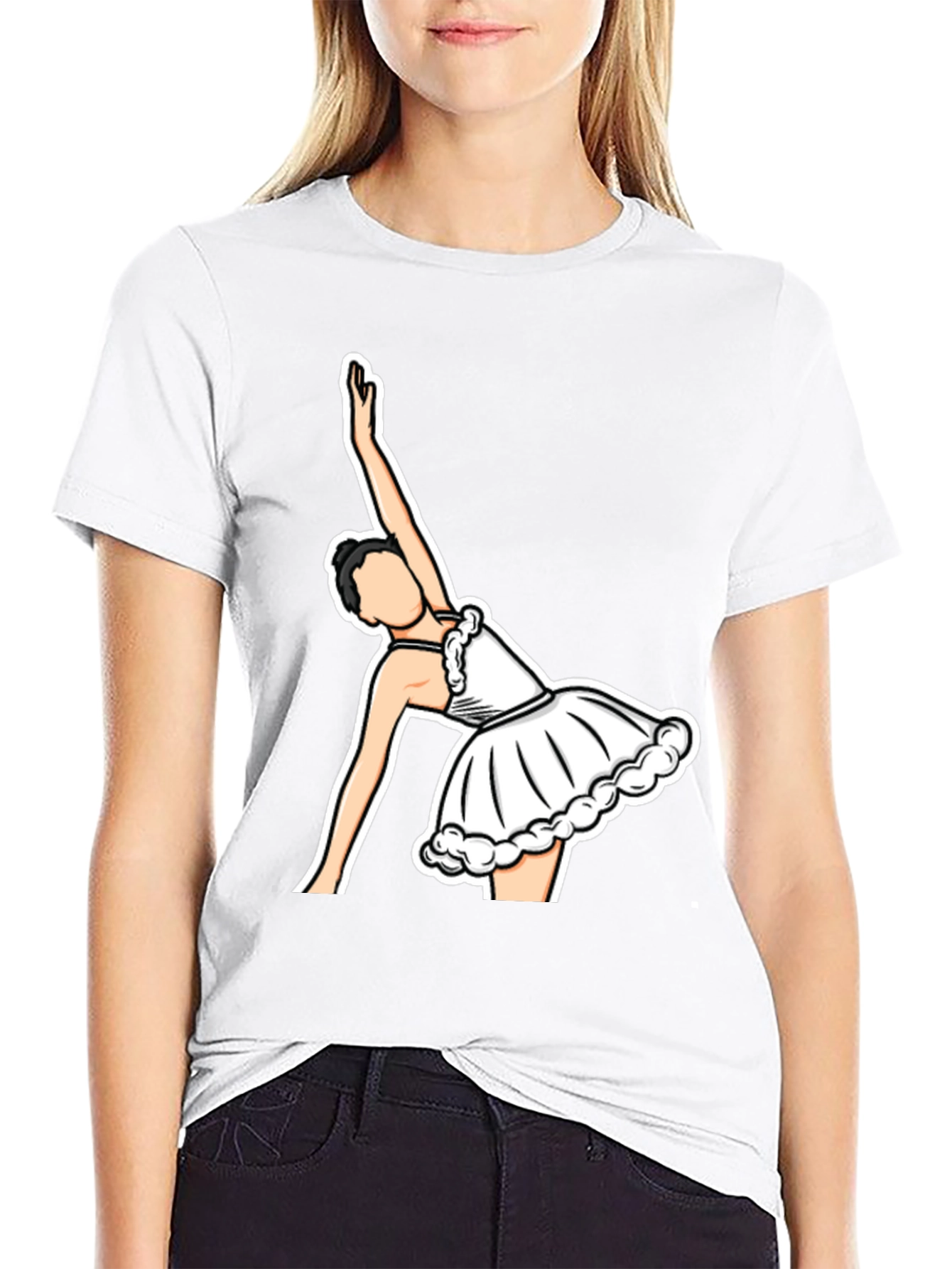 Black Ballerina Graphic T-Shirt - Black Cotton Tee view 9