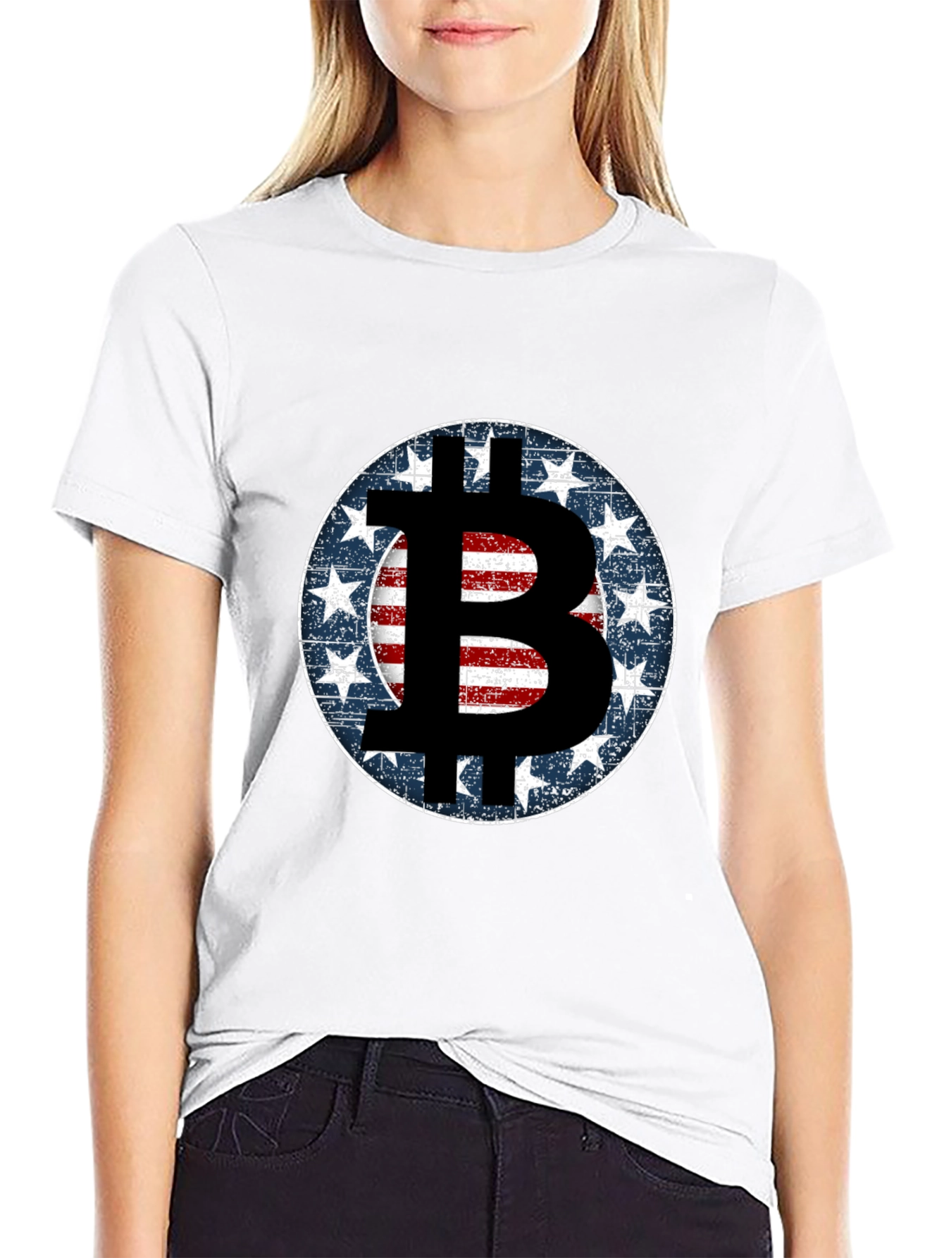 Black Bitcoin USA Flag T-Shirt - Crypto Fashion view 9