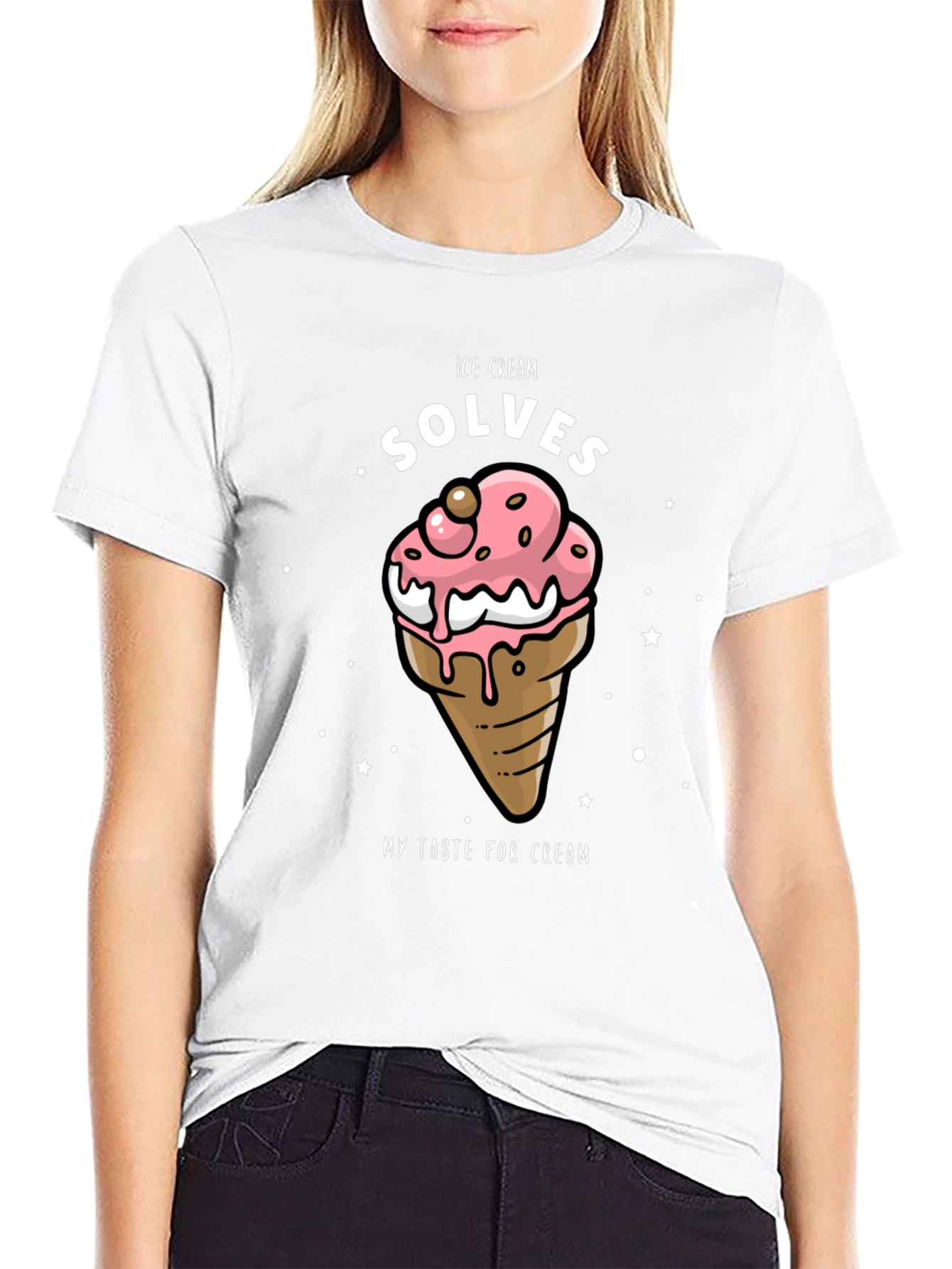 Black Ice Cream Solves Taste T-Shirt view 9