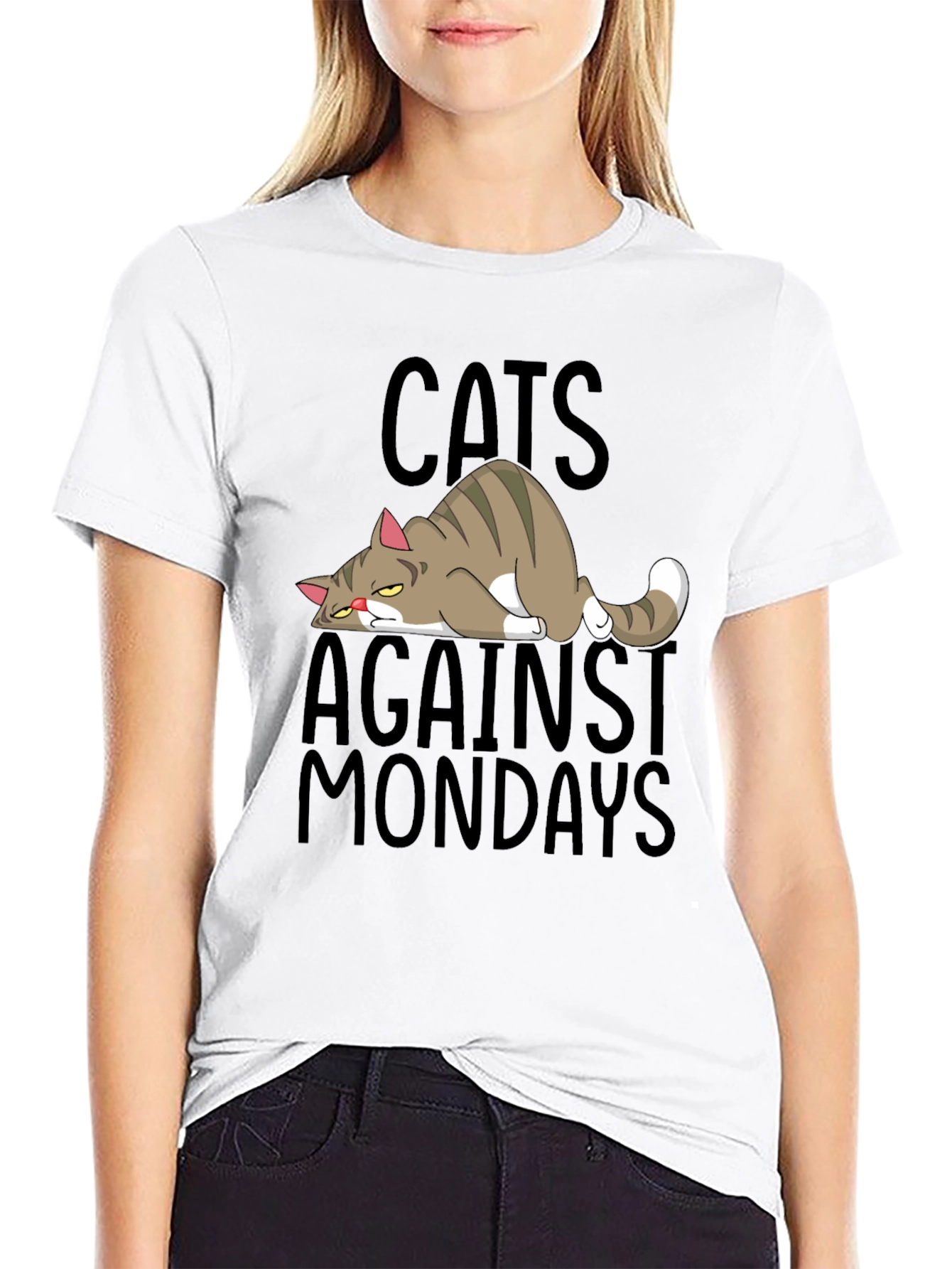 Black Cats Against Mondays Funny Graphic T-Shirt view 9
