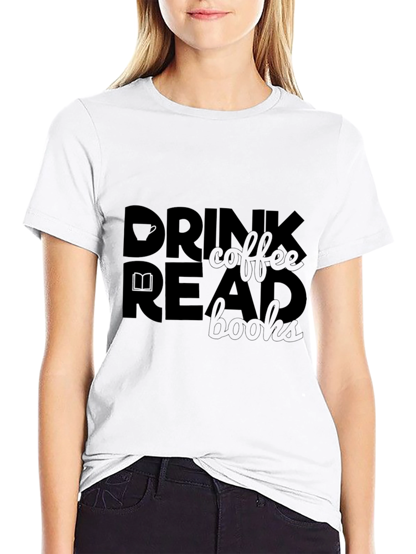 Black Drink Coffee Read Books Graphic T-Shirt view 9