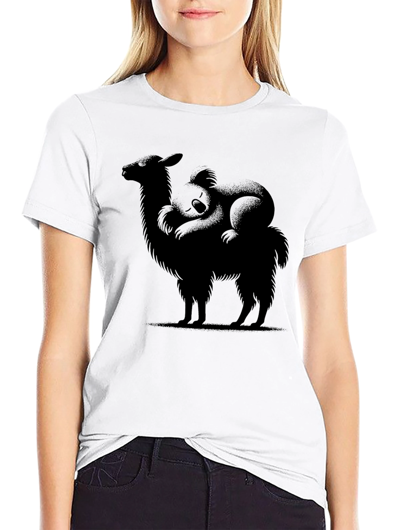 Black Llama & Koala Graphic T-Shirt - Quirky Animal Tee view 9