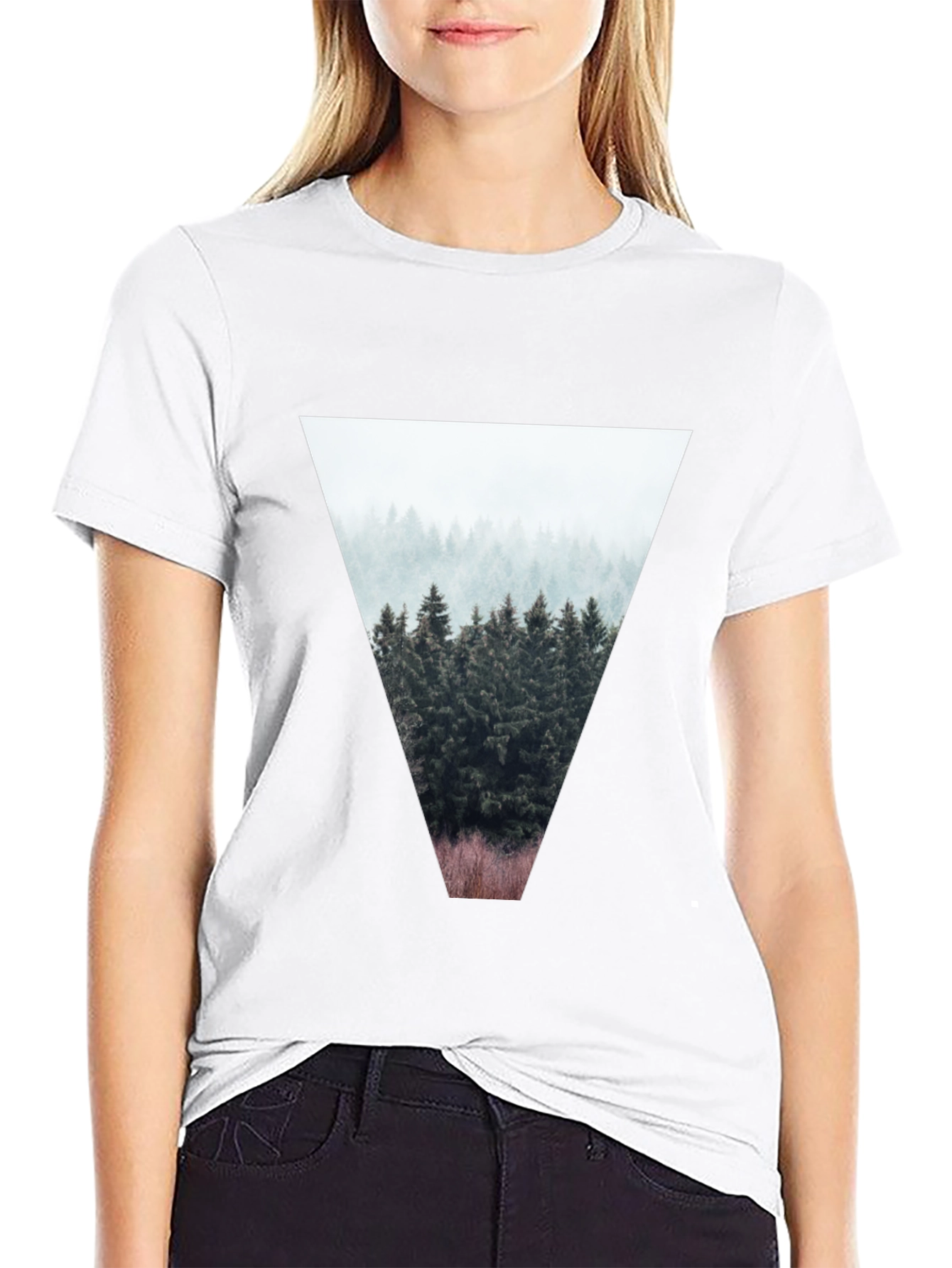Black Nature Triangle Graphic T-Shirt - Black view 9