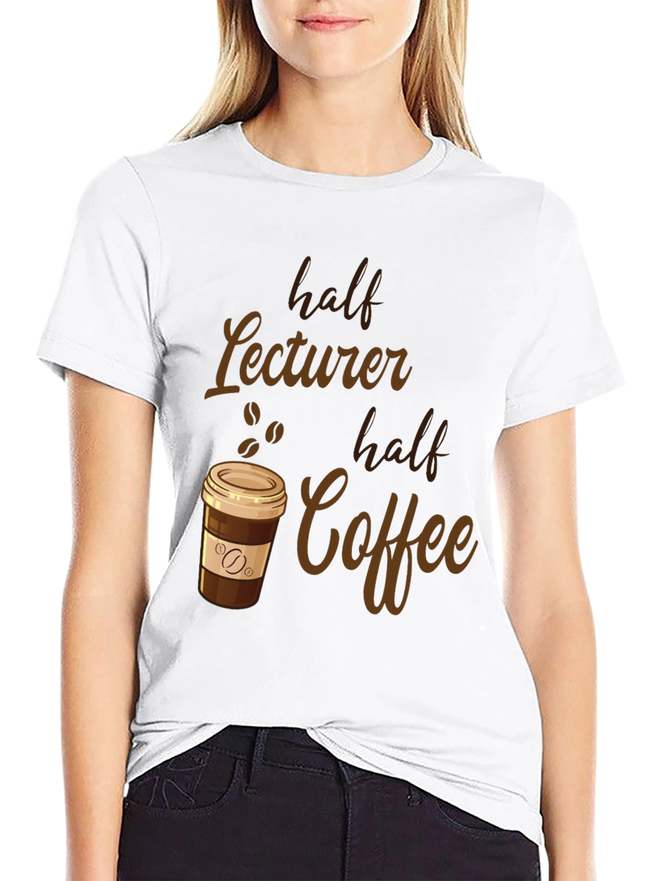 Black Half Lecturer, Half Coffee Funny T-Shirt view 9