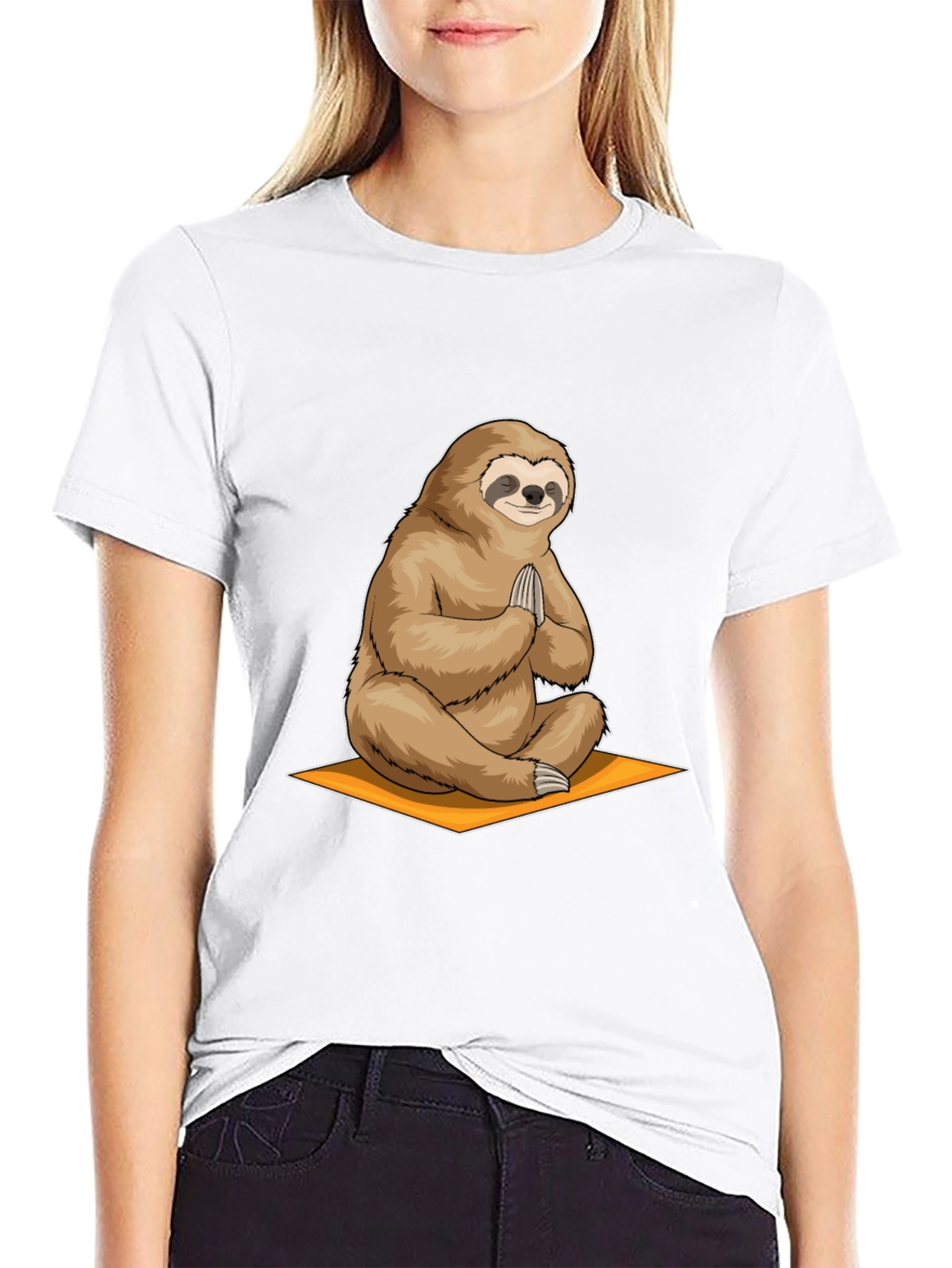 Black Meditating Sloth Graphic Tee - Relaxation Shirt view 9