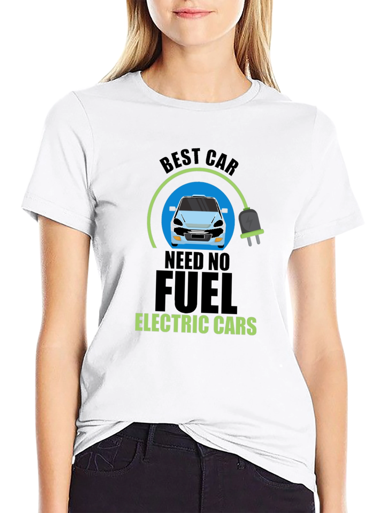 Black Electric Car T-Shirt - Need No Fuel Tee view 9