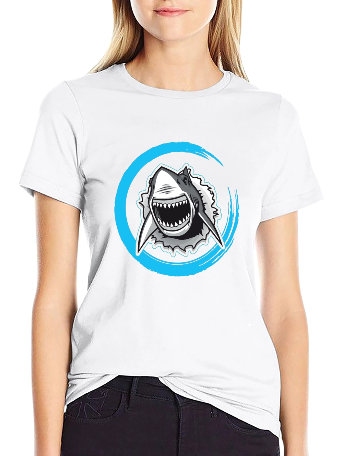 Black Shark Graphic Tee -  Circular Burst Design view 9