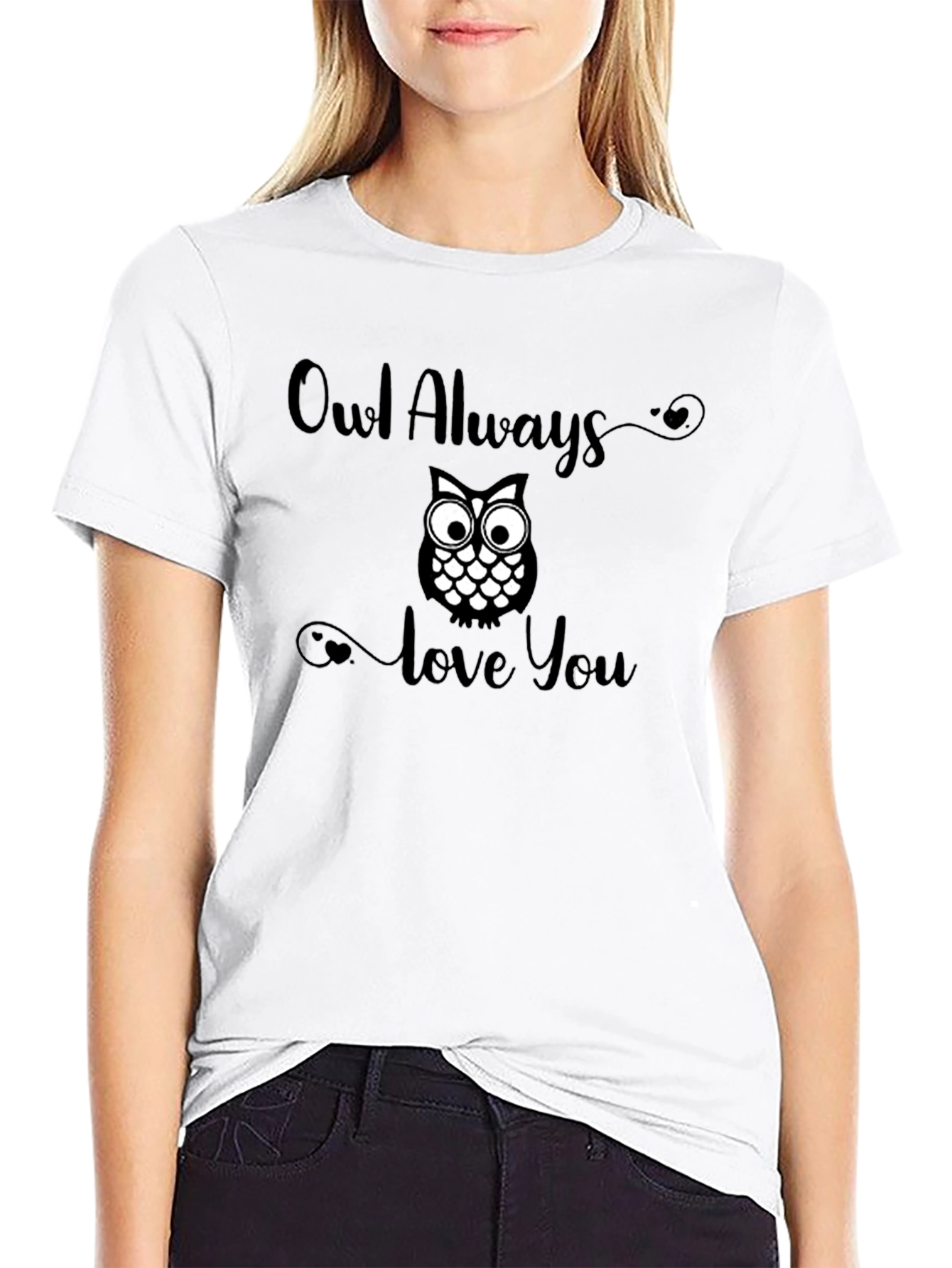 Black Owl Always Love You T-Shirt - Black Graphic Tee view 9