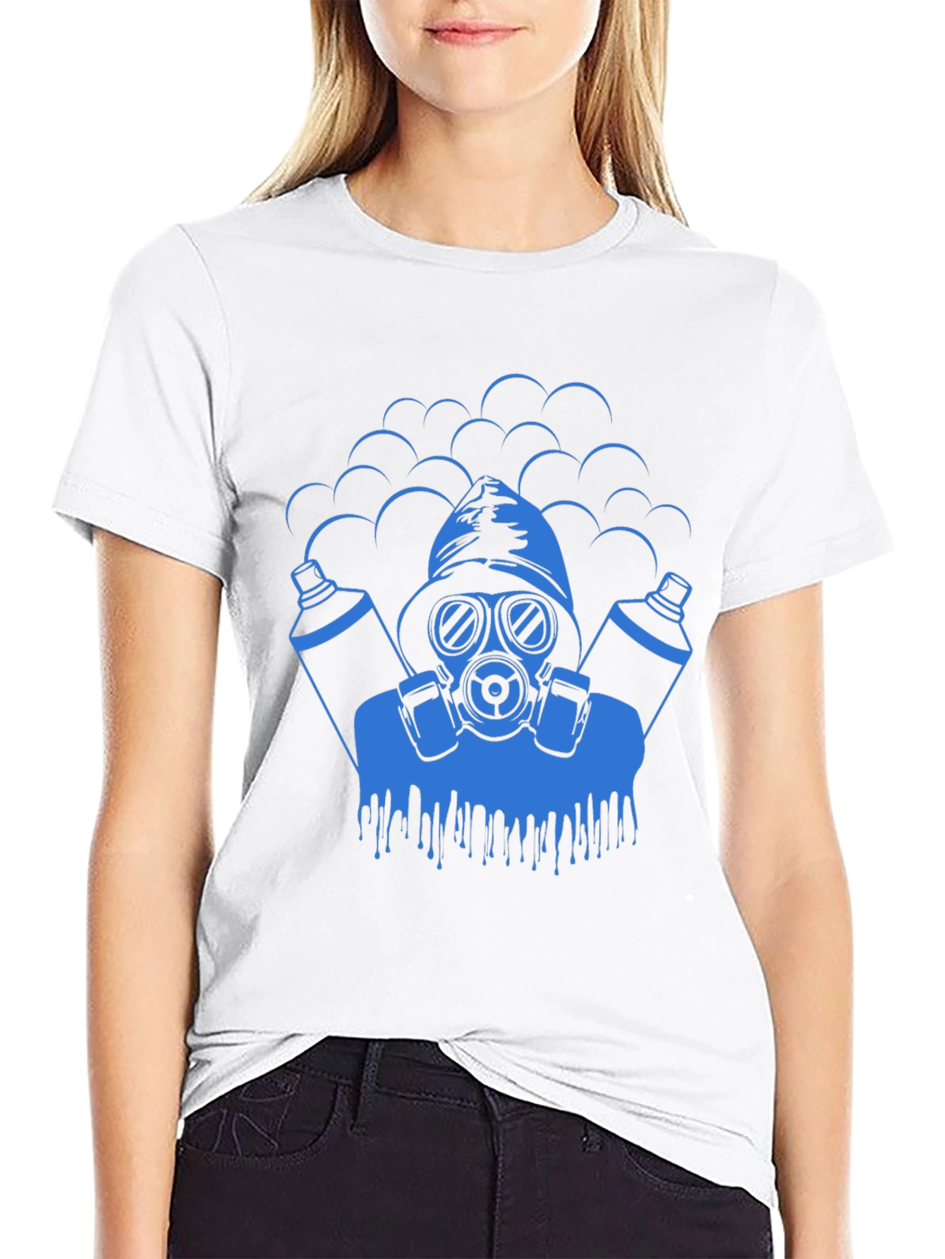Black Cool Graphic Tee - Gas Mask Graffiti Artist view 9