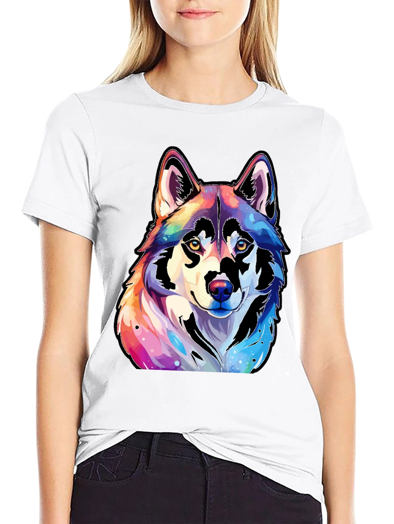 Black Rainbow Wolf Graphic Tee - Unisex view 9