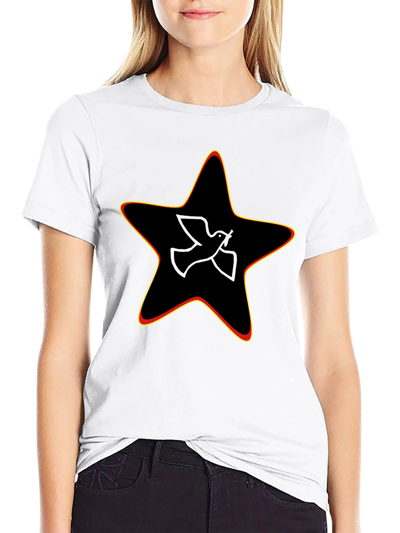 Black Peace Dove Star Graphic Black Tee view 9