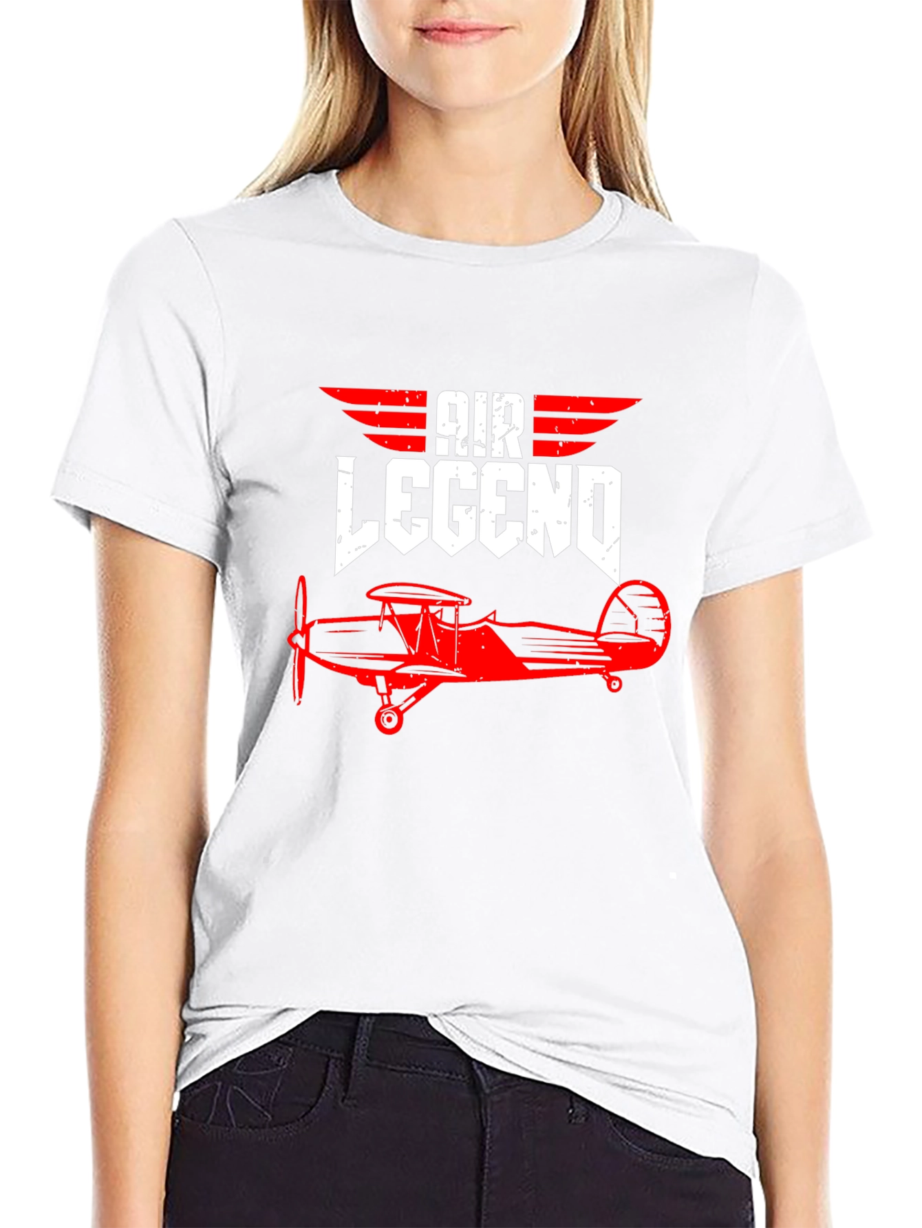 Black Air Legend Vintage Biplane Graphic Tee - Pilot Aviation Shirt view 9