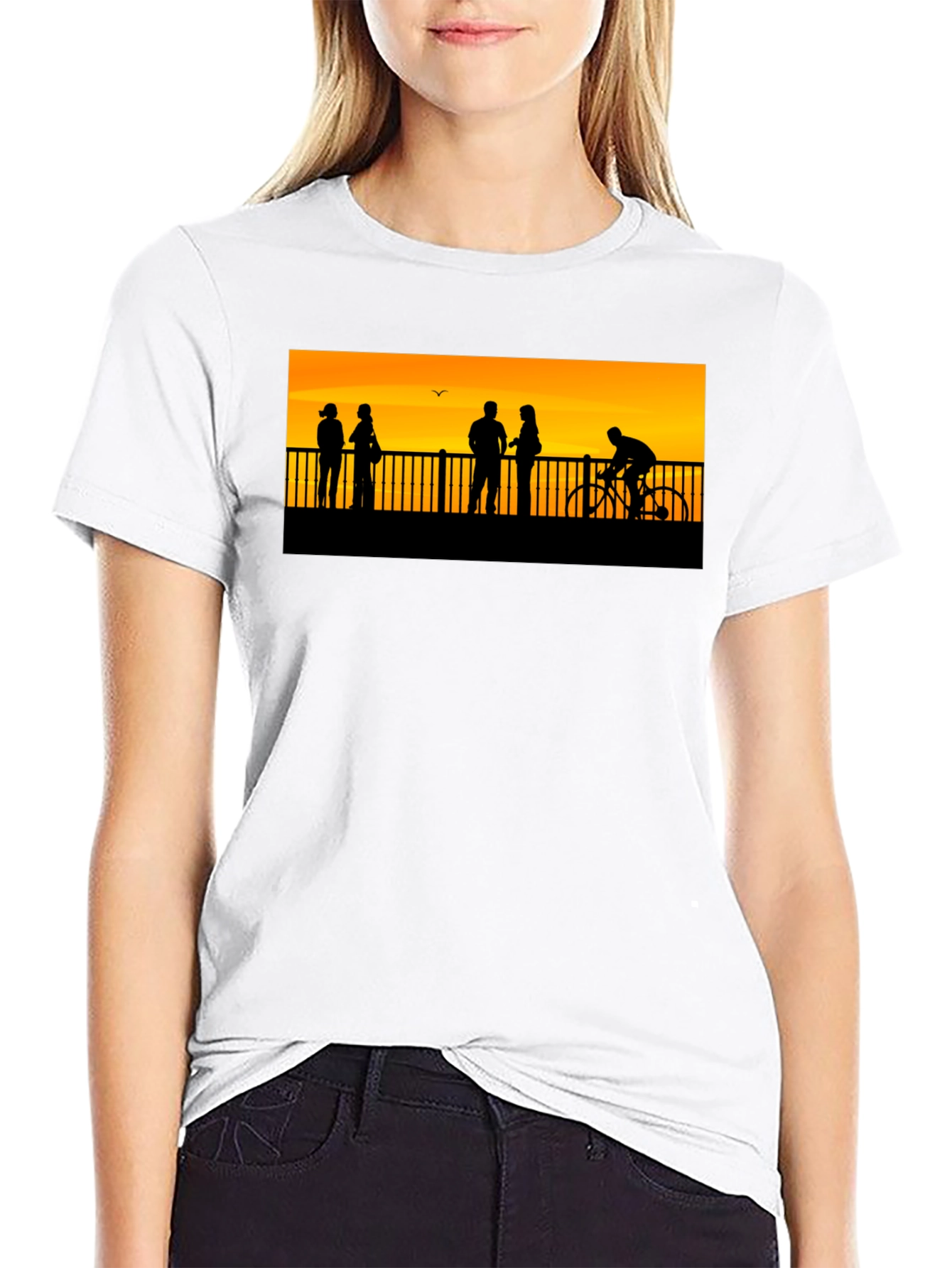 Black Sunset Silhouette Graphic T-Shirt view 9